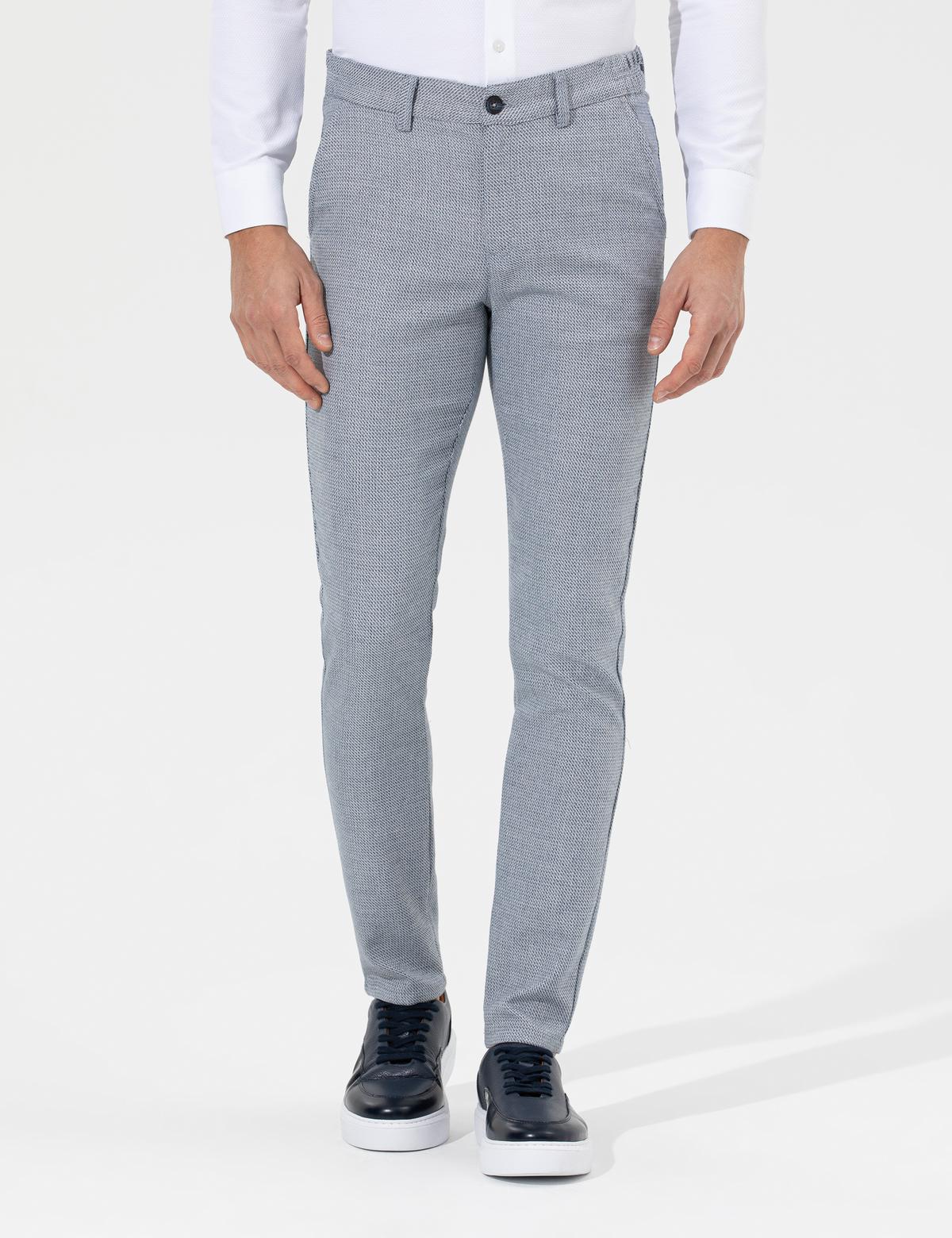 Lacivert Slim Fit Beli Lastikli Kanvas Pantolon - 50265905174