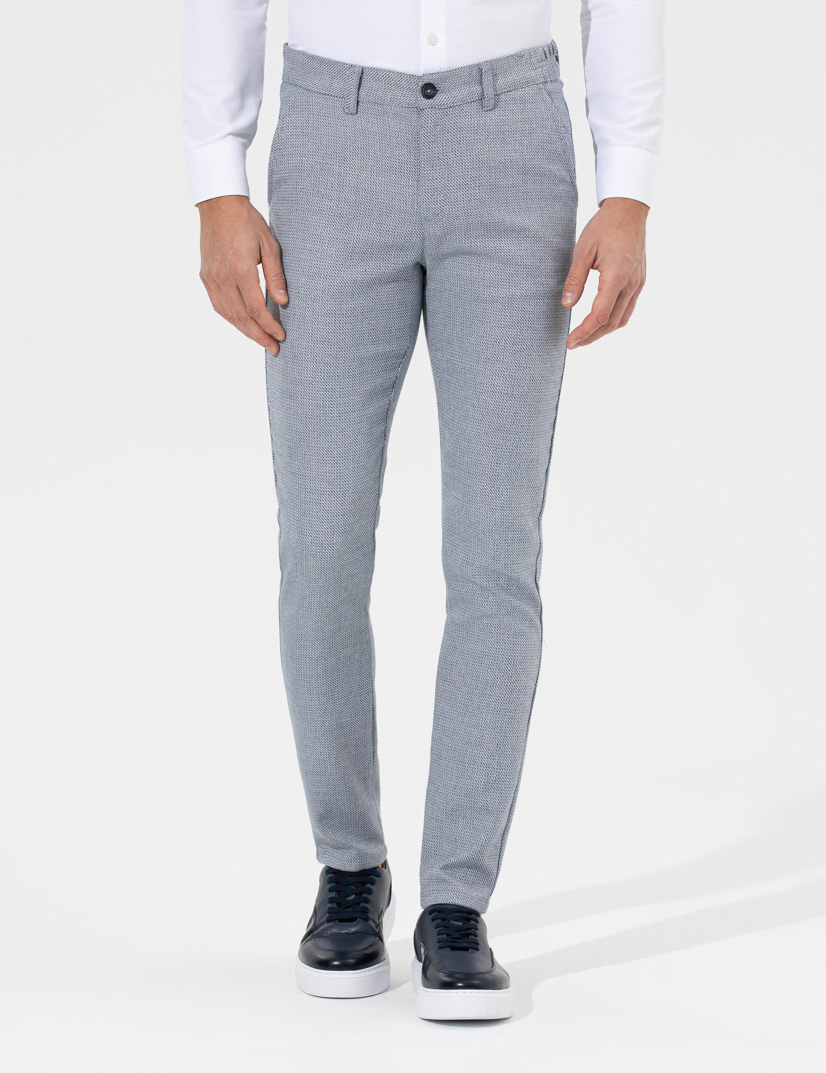 Lacivert Slim Fit Beli Lastikli Kanvas Pantolon