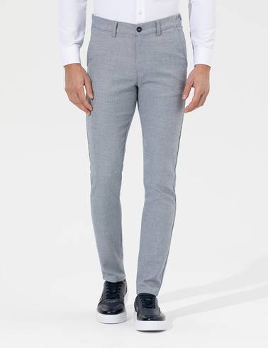 Lacivert Slim Fit Beli Lastikli Kanvas Pantolon