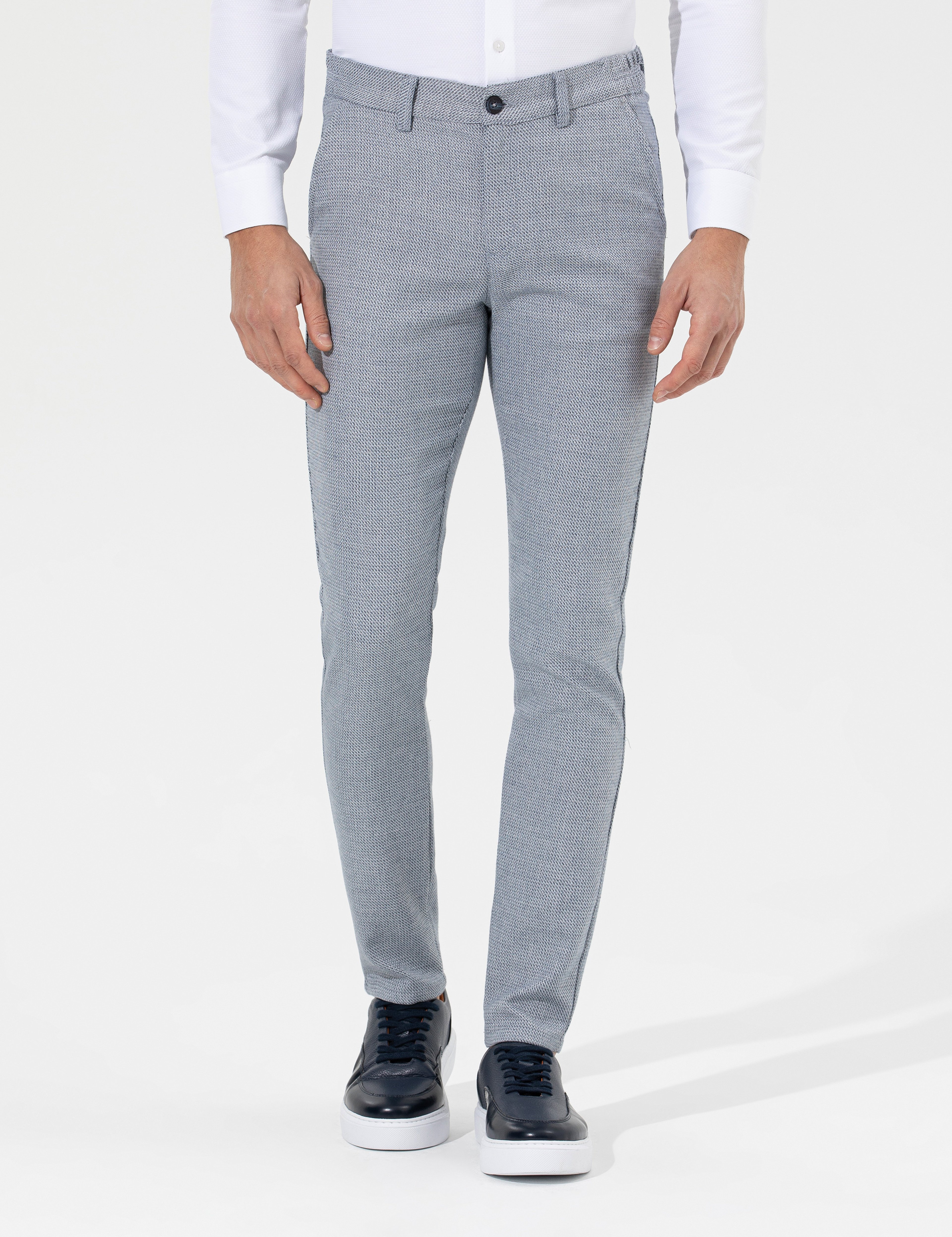 Lacivert Slim Fit Beli Lastikli Kanvas Pantolon - Image 4