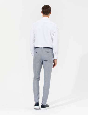 Lacivert Slim Fit Beli Lastikli Kanvas Pantolon