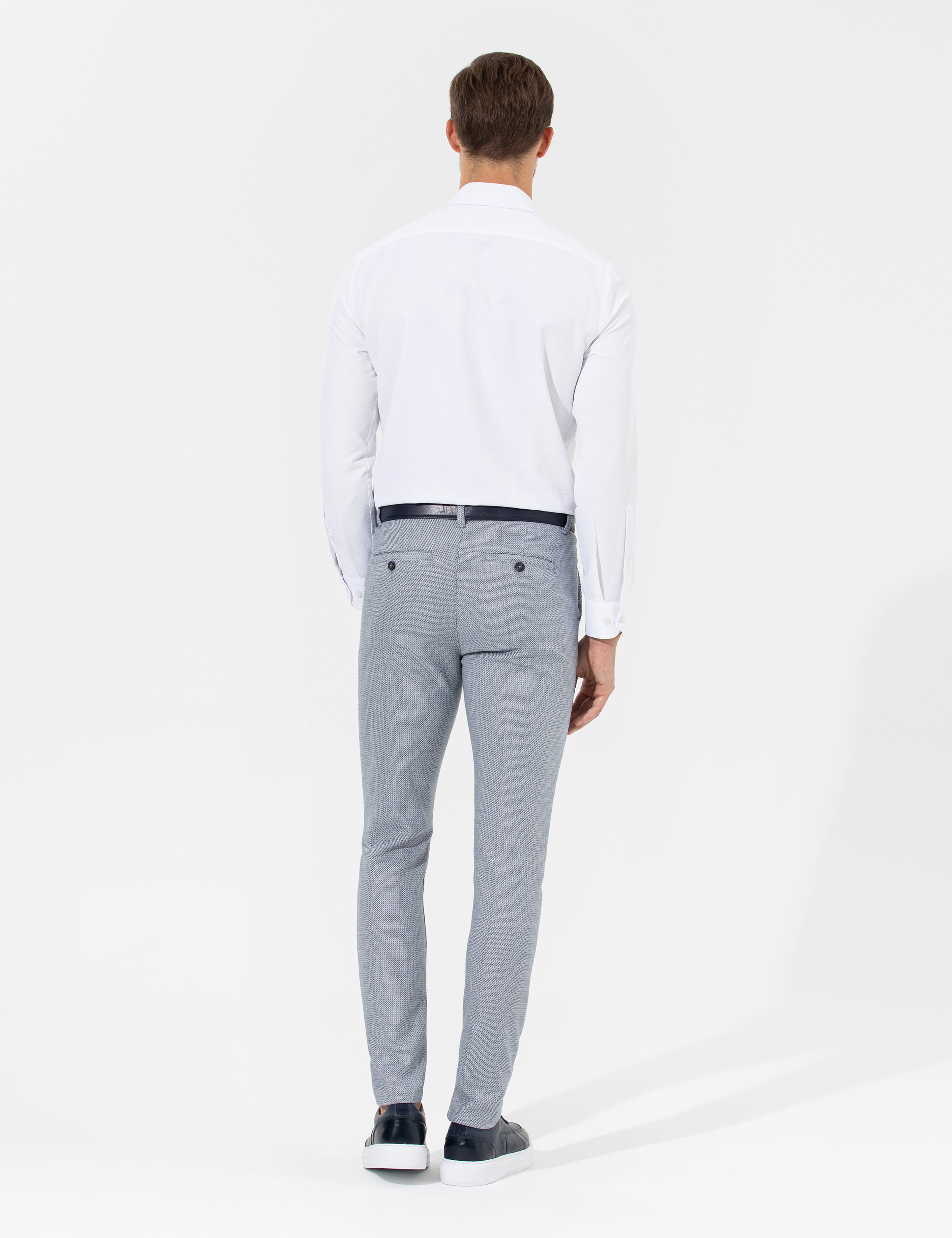 Lacivert Slim Fit Beli Lastikli Kanvas Pantolon - Image 6