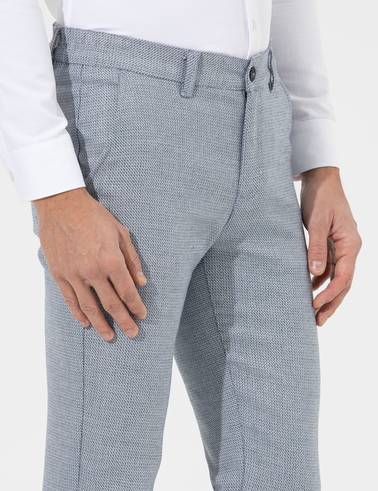 Lacivert Slim Fit Beli Lastikli Kanvas Pantolon