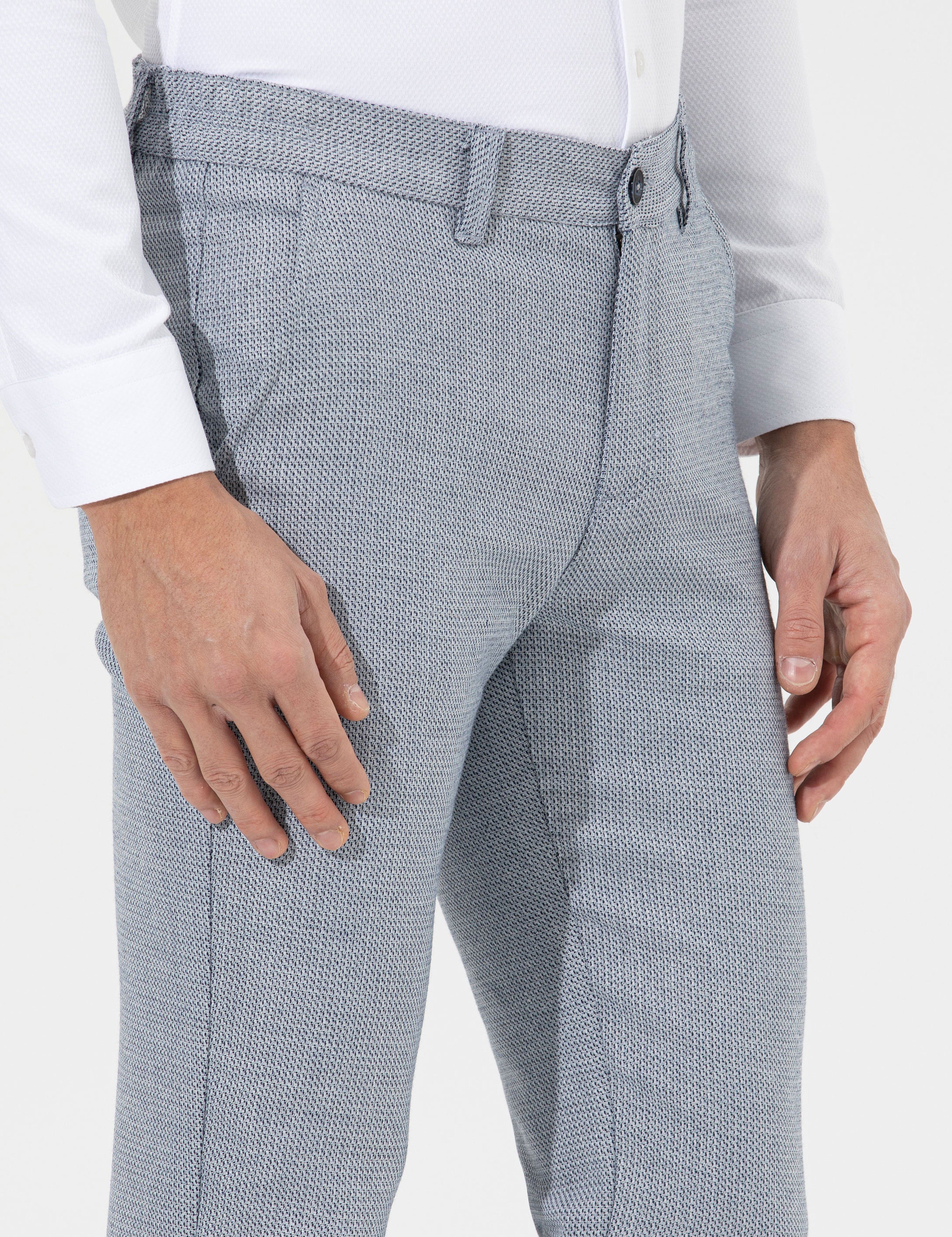 Lacivert Slim Fit Beli Lastikli Kanvas Pantolon - Image 2