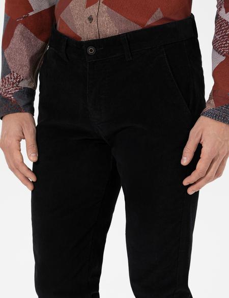 Siyah Slim Fit Kadife Kanvas Pantolon - 50259715149