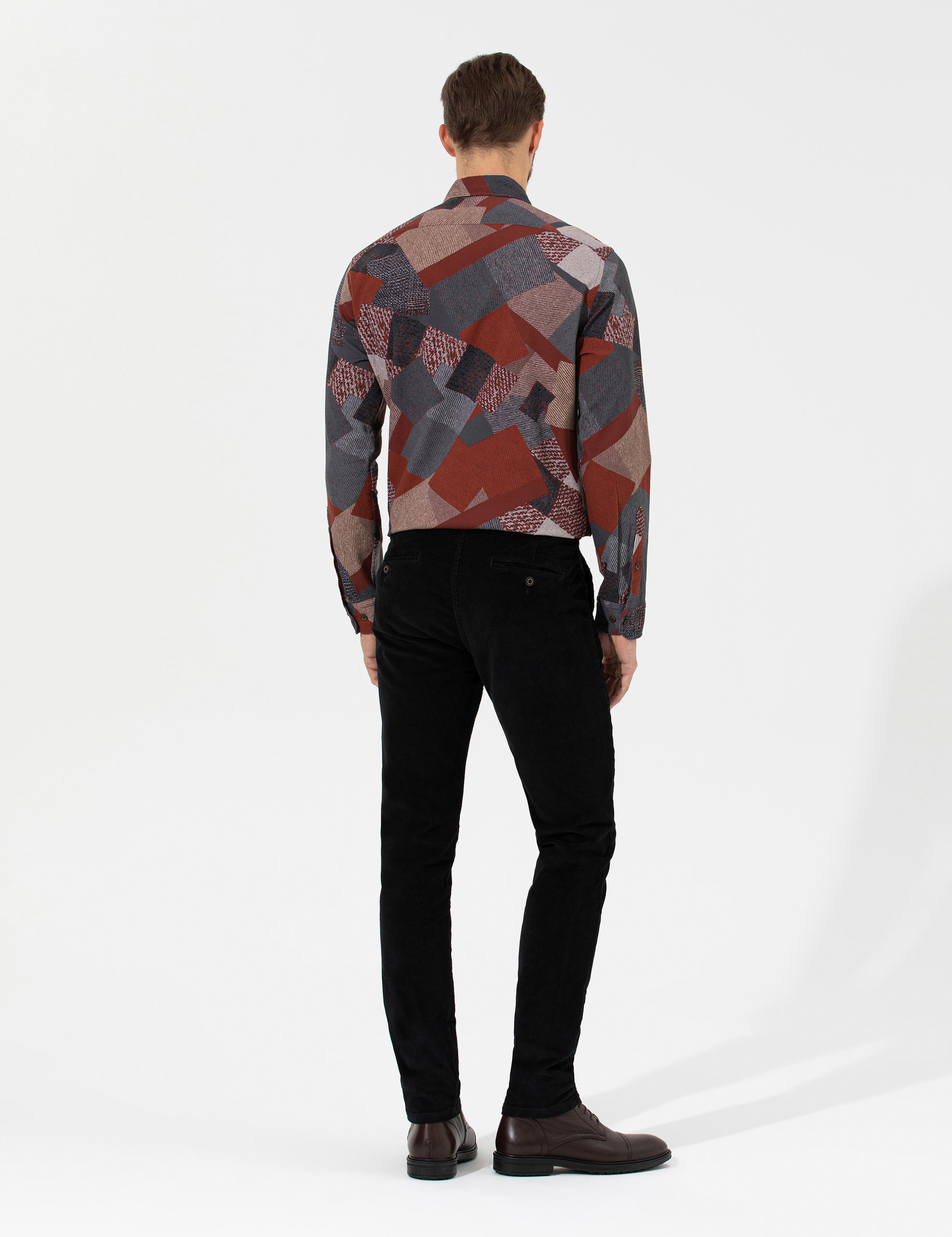 Siyah Slim Fit Kadife Kanvas Pantolon