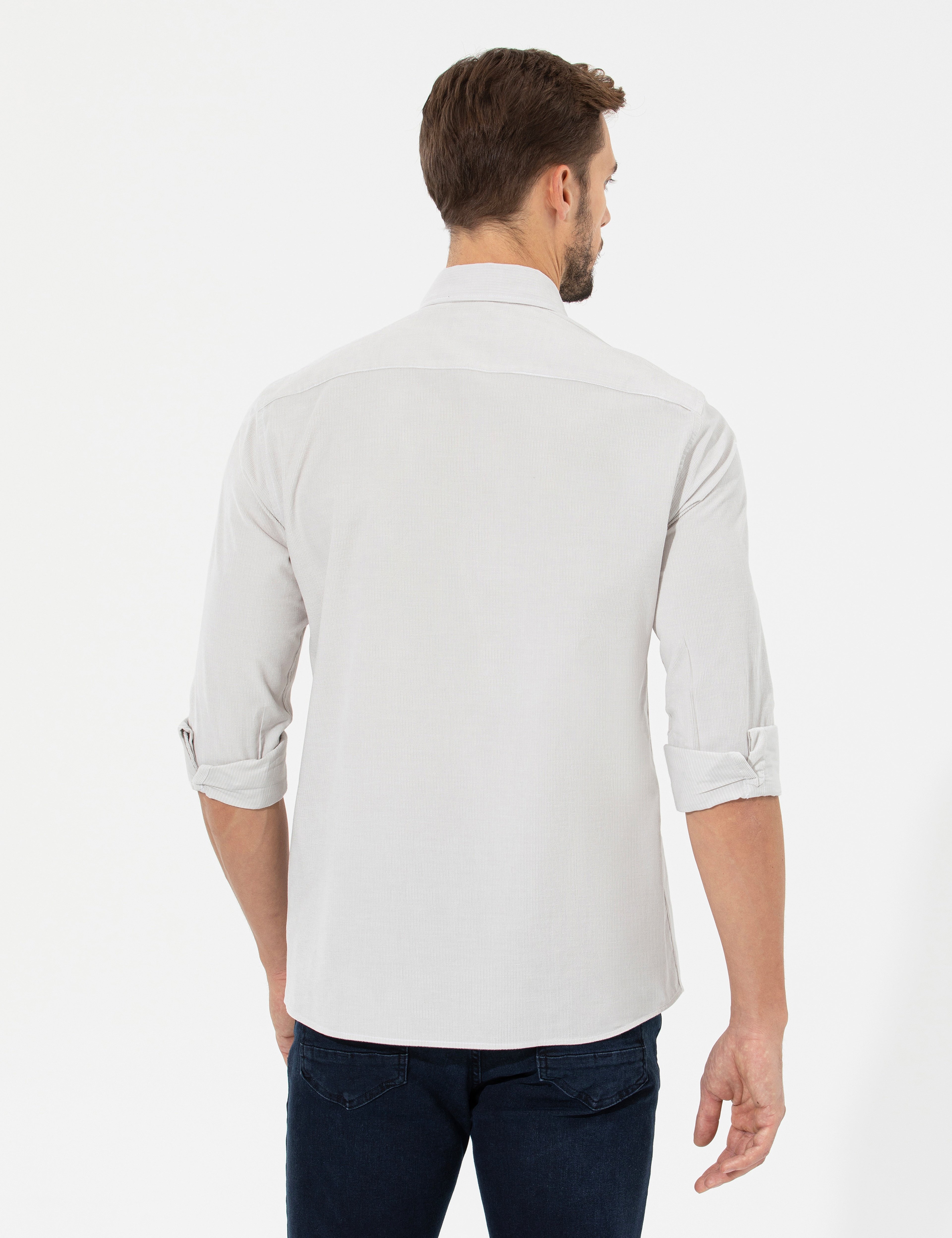 Bej Regular Fit Uzun Kollu Gömlek - Image 5