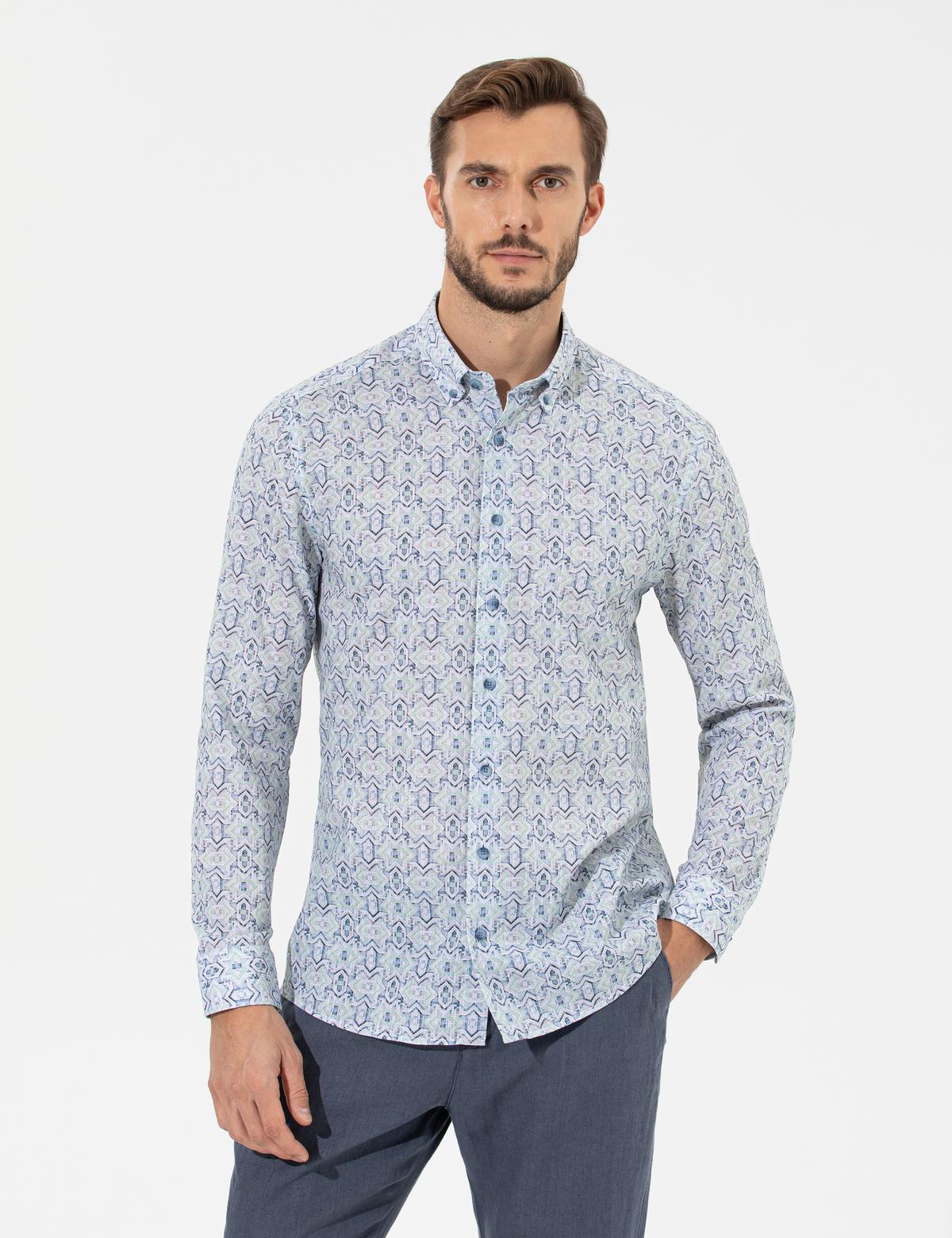 Açık Yeşil Regular Fit Uzun Kollu Gömlek