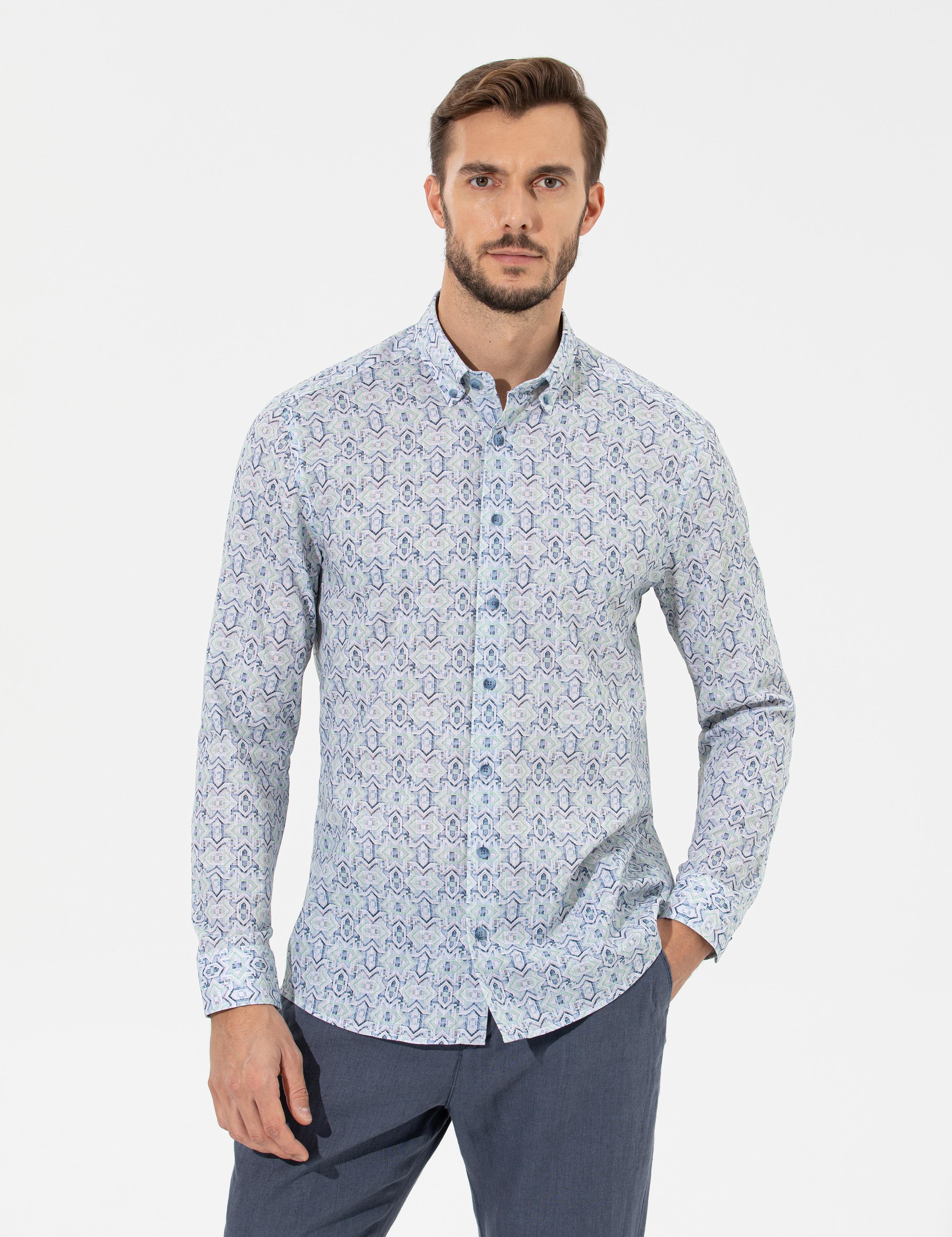 Açık Yeşil Regular Fit Uzun Kollu Gömlek