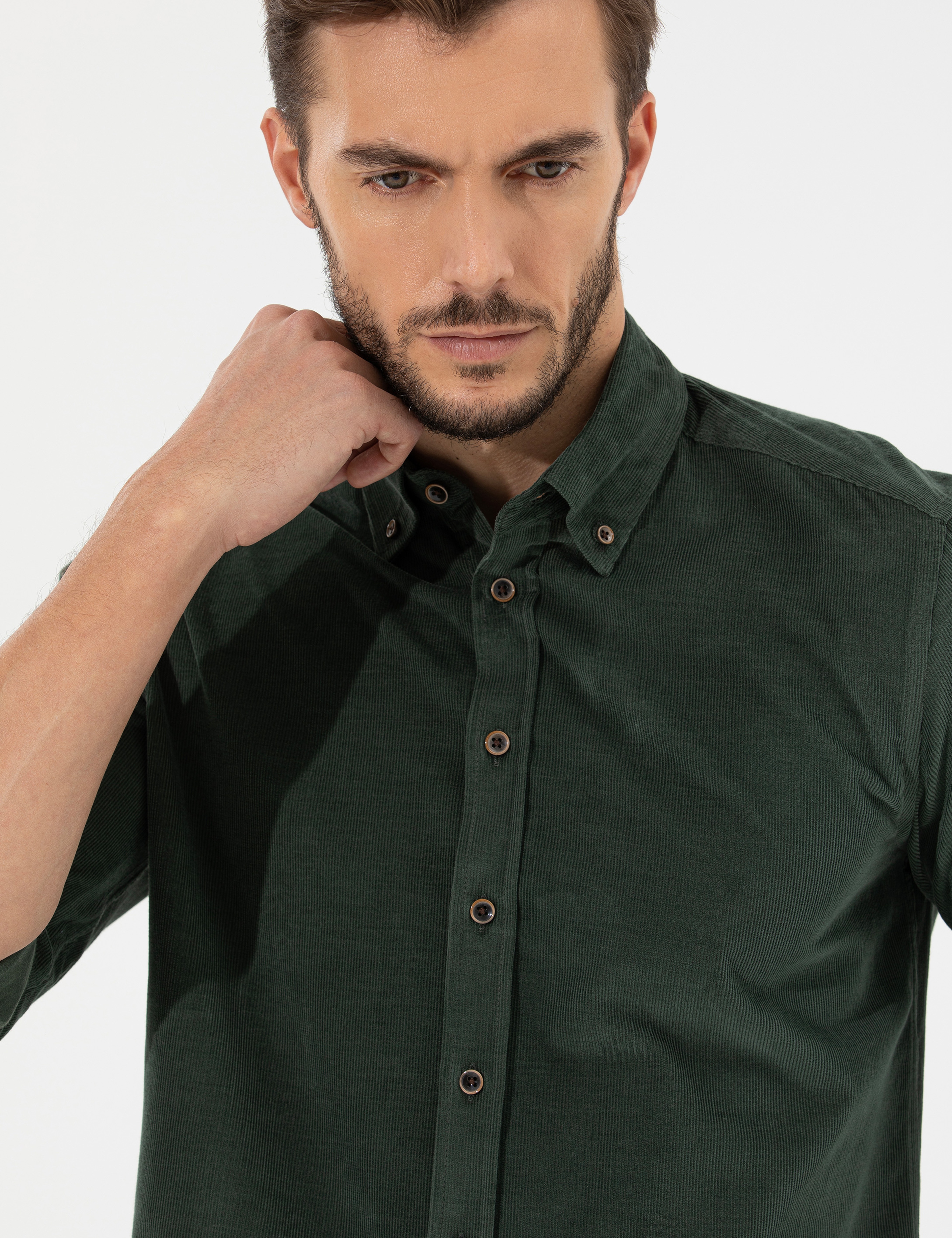 Haki Regular Fit Uzun Kollu Gömlek - Image 2