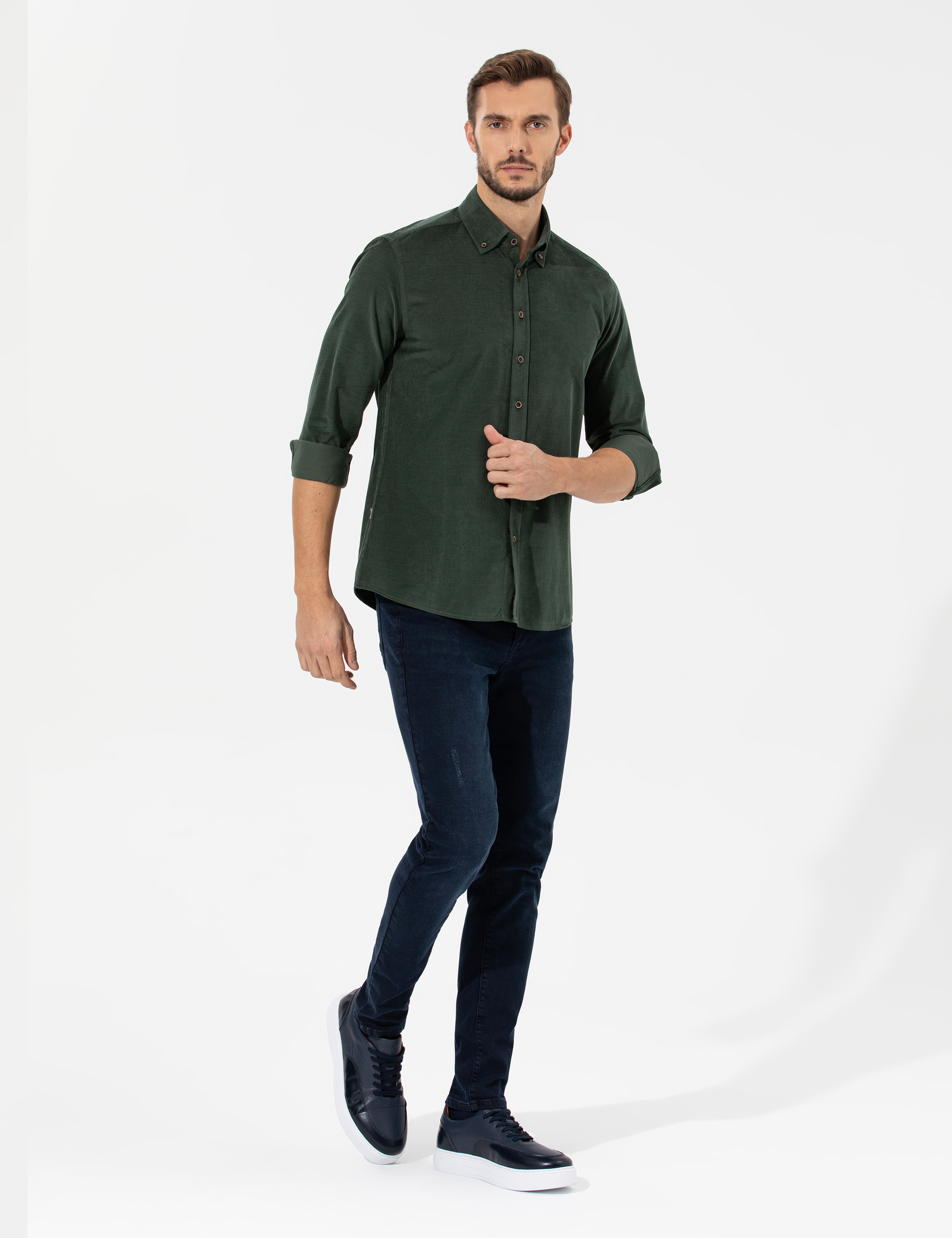 Haki Regular Fit Uzun Kollu Gömlek - Image 4