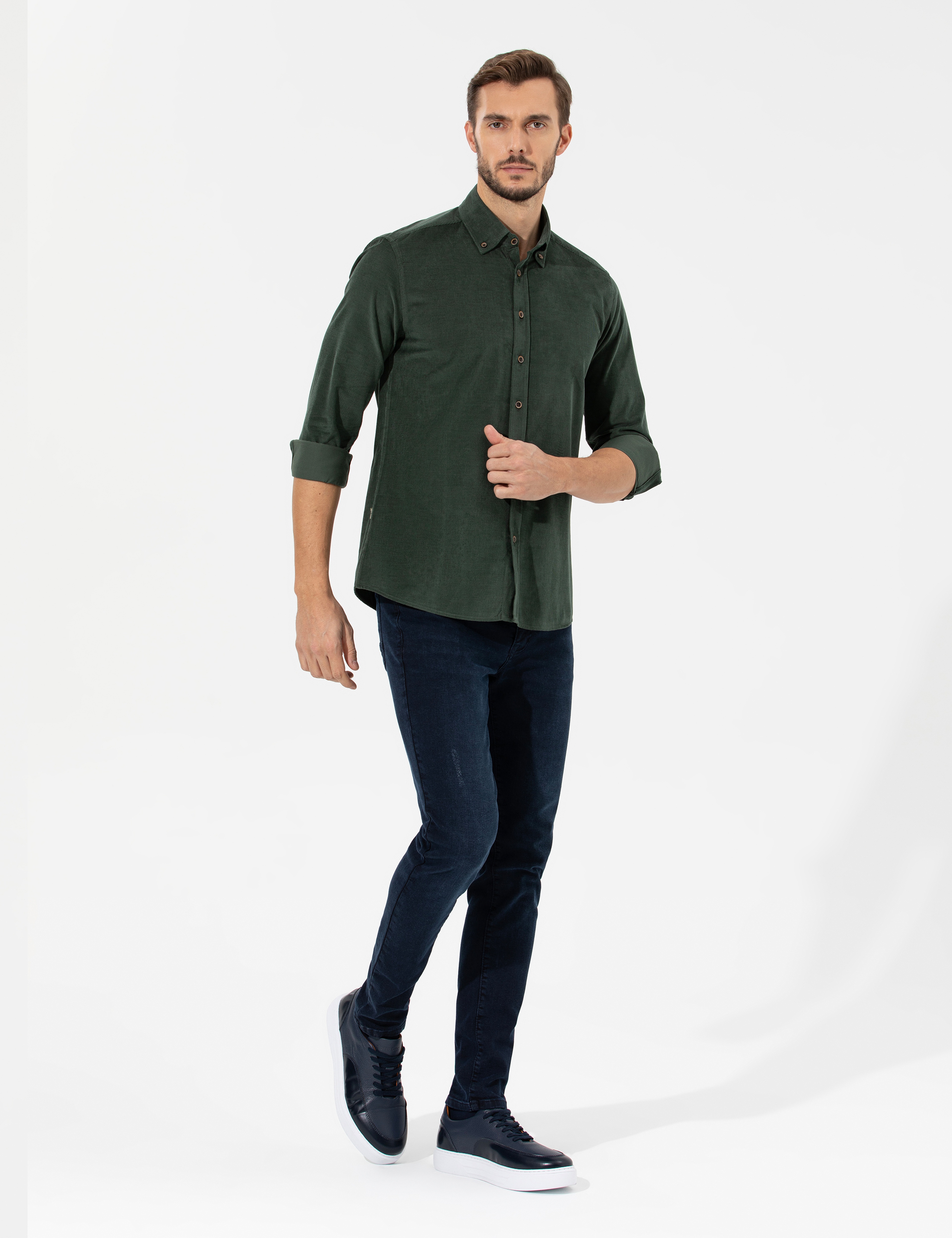 Haki Regular Fit Uzun Kollu Gömlek