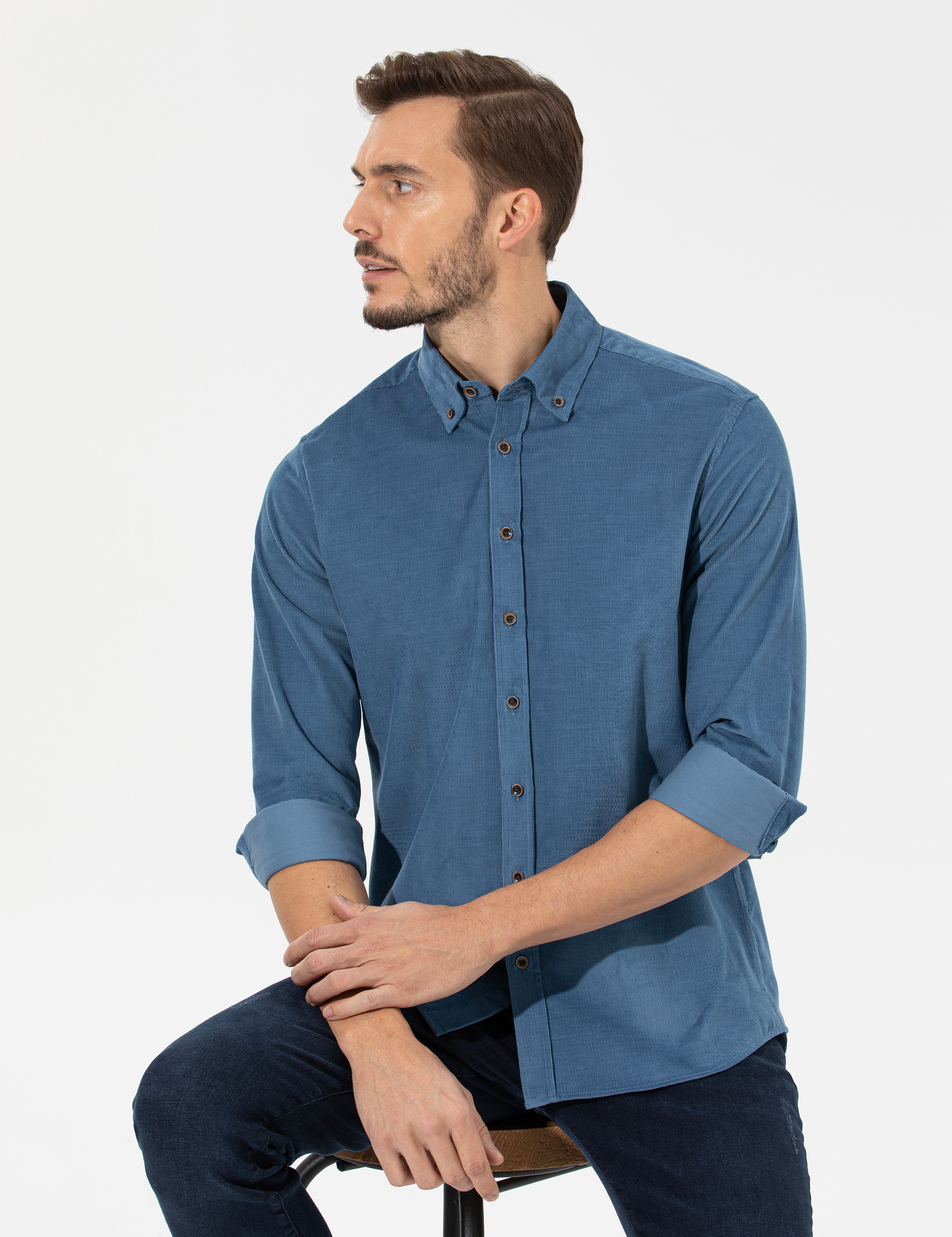 Mavi Regular Fit Uzun Kollu Gömlek - Image 4