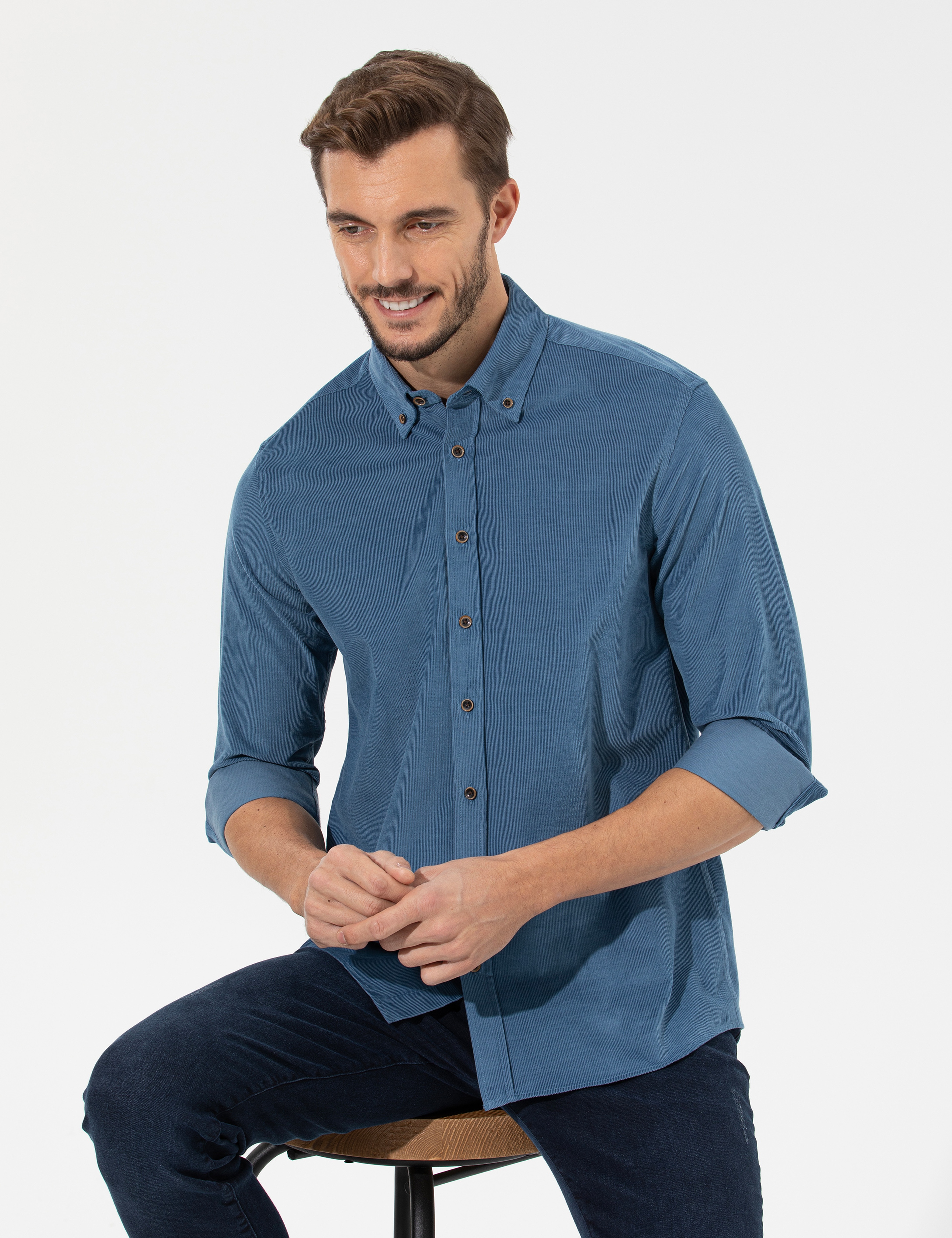 Mavi Regular Fit Uzun Kollu Gömlek - Image 3