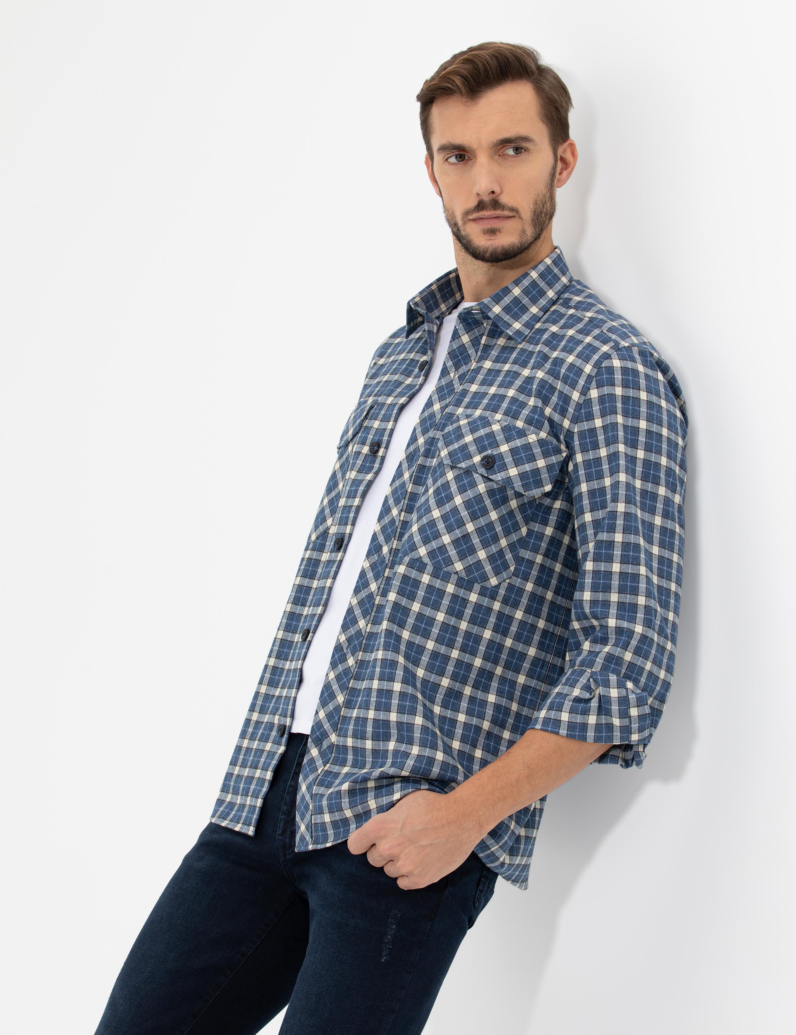 İndigo Comfort Fit Uzun Kollu Gömlek