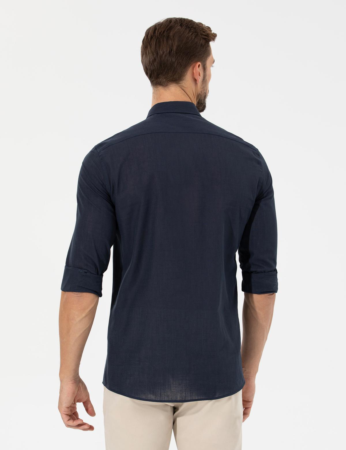 Lacivert Slim Fit Uzun Kollu Gömlek - 50268183033