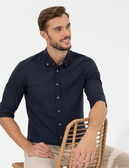 Lacivert Slim Fit Uzun Kollu Gömlek - 50268183033