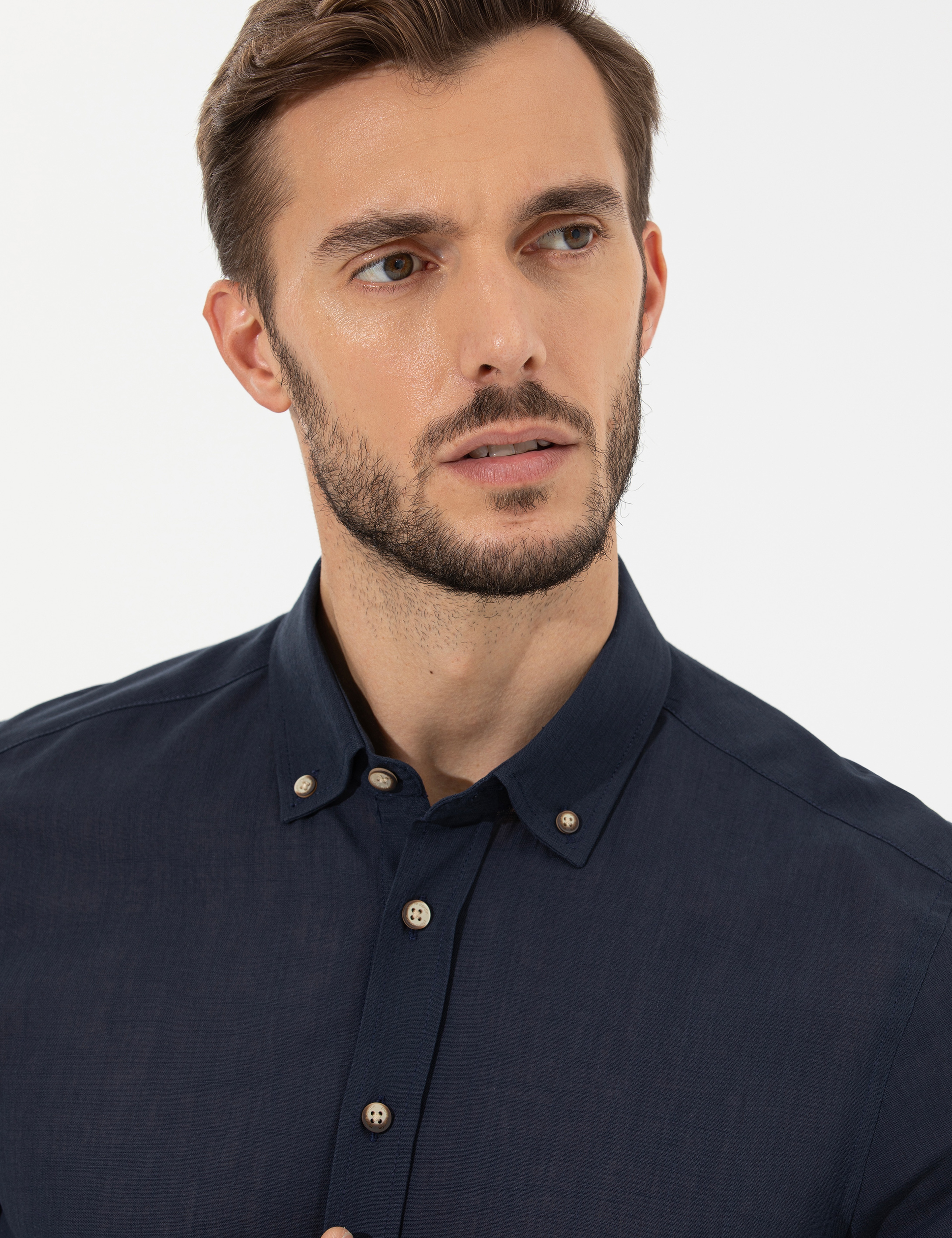 Lacivert Slim Fit Uzun Kollu Gömlek - Image 2