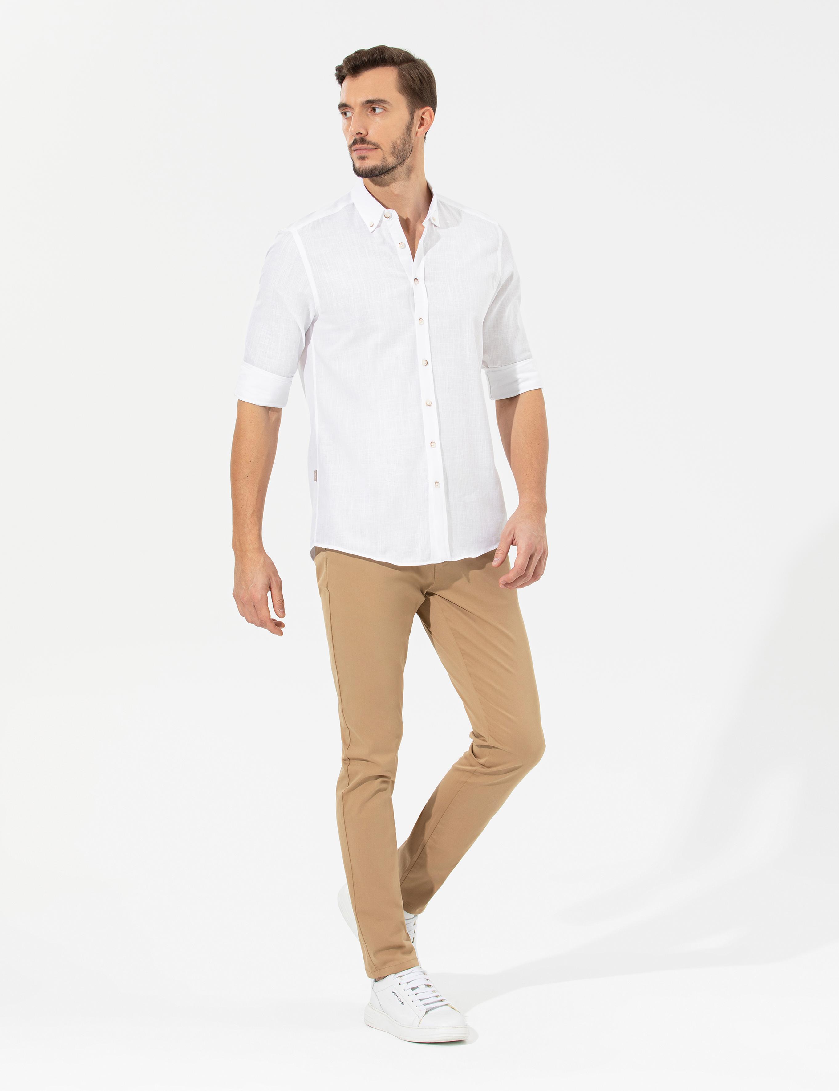 Beyaz Slim Fit Uzun Kollu Gömlek