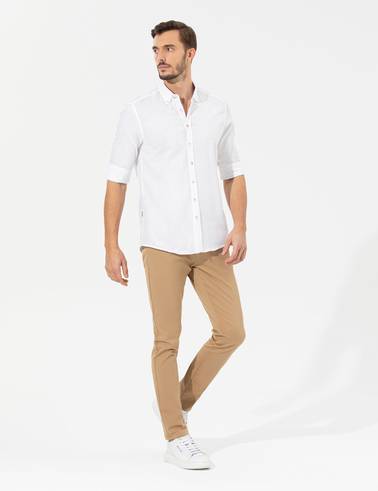 Beyaz Slim Fit Uzun Kollu Gömlek