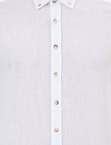 Beyaz Slim Fit Uzun Kollu Gömlek