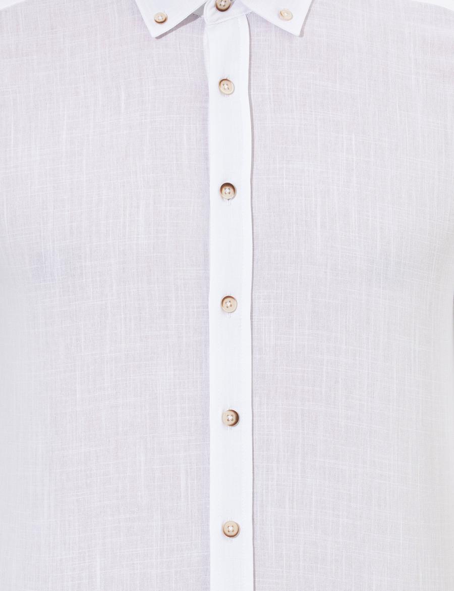 Beyaz Slim Fit Uzun Kollu Gömlek
