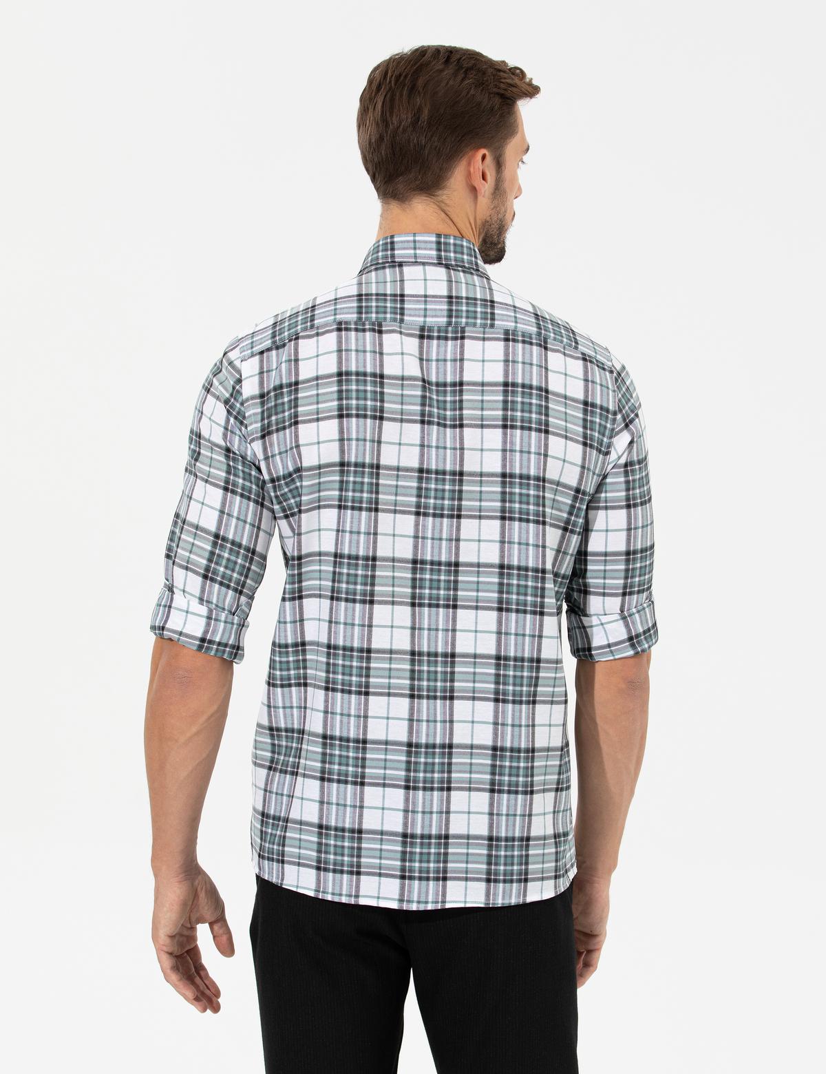 Su Yeşili Slim Fit Uzun Kollu Gömlek - 50255295014