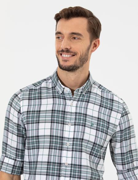 Su Yeşili Slim Fit Uzun Kollu Gömlek - 50255295014