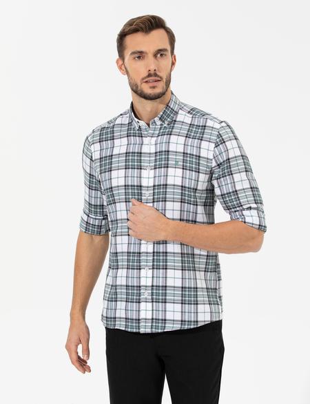 Su Yeşili Slim Fit Uzun Kollu Gömlek - 50255295014