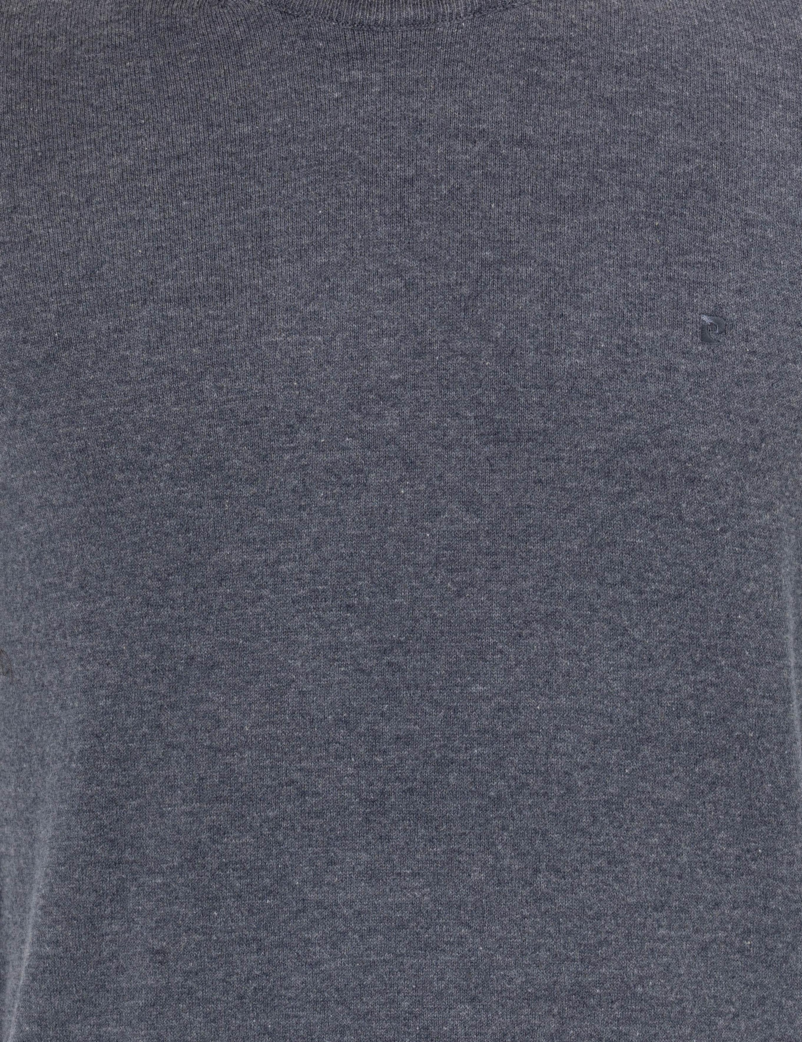 Gri Melanj Slim Fit Bisiklet Yaka Basic Triko Kazak