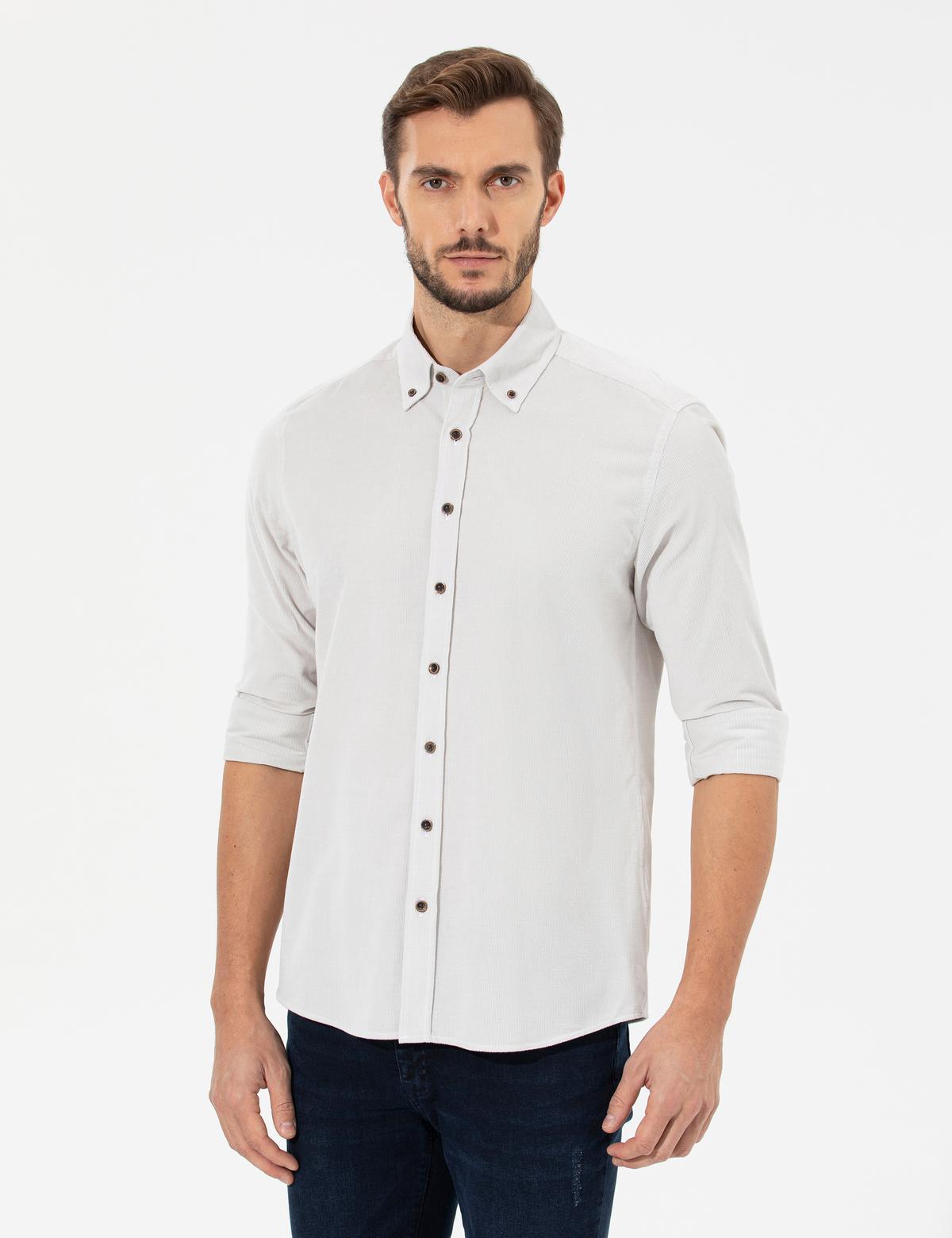 Bej Regular Fit Uzun Kollu Gömlek - 50259467007