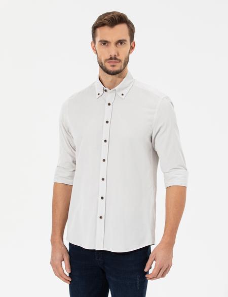 Bej Regular Fit Uzun Kollu Gömlek - 50259467007