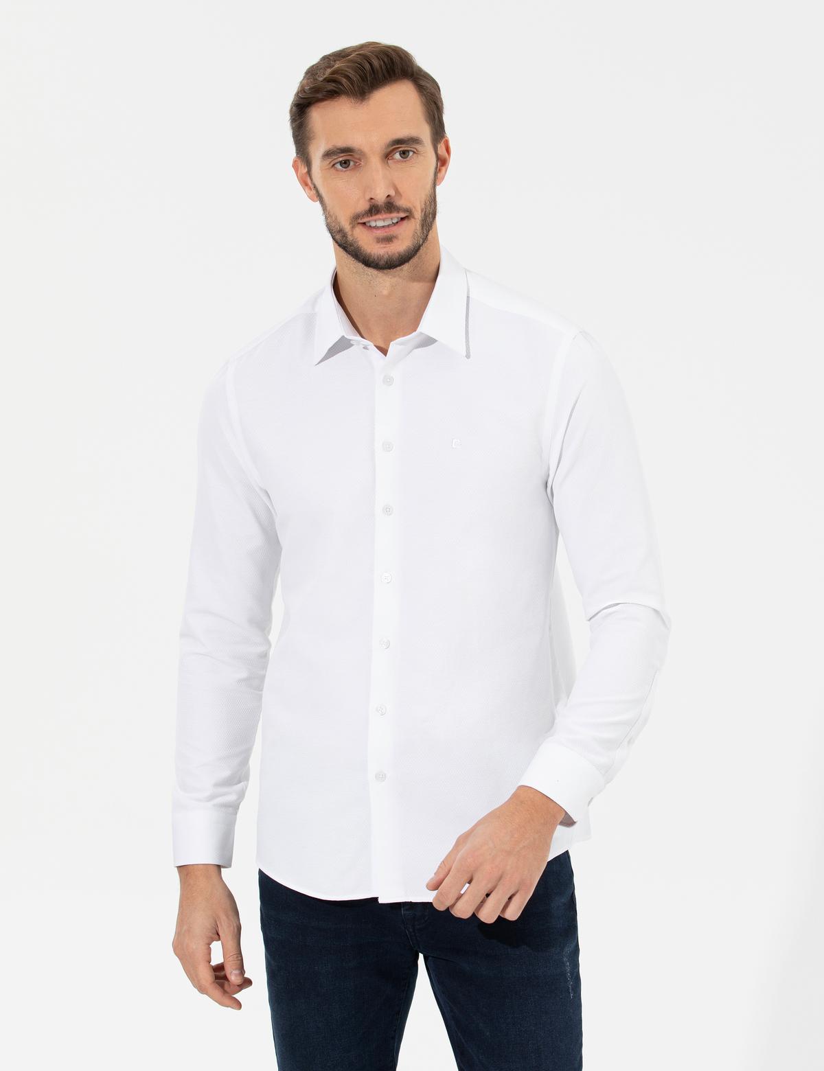 Beyaz Slim Fit Uzun Kollu Gömlek