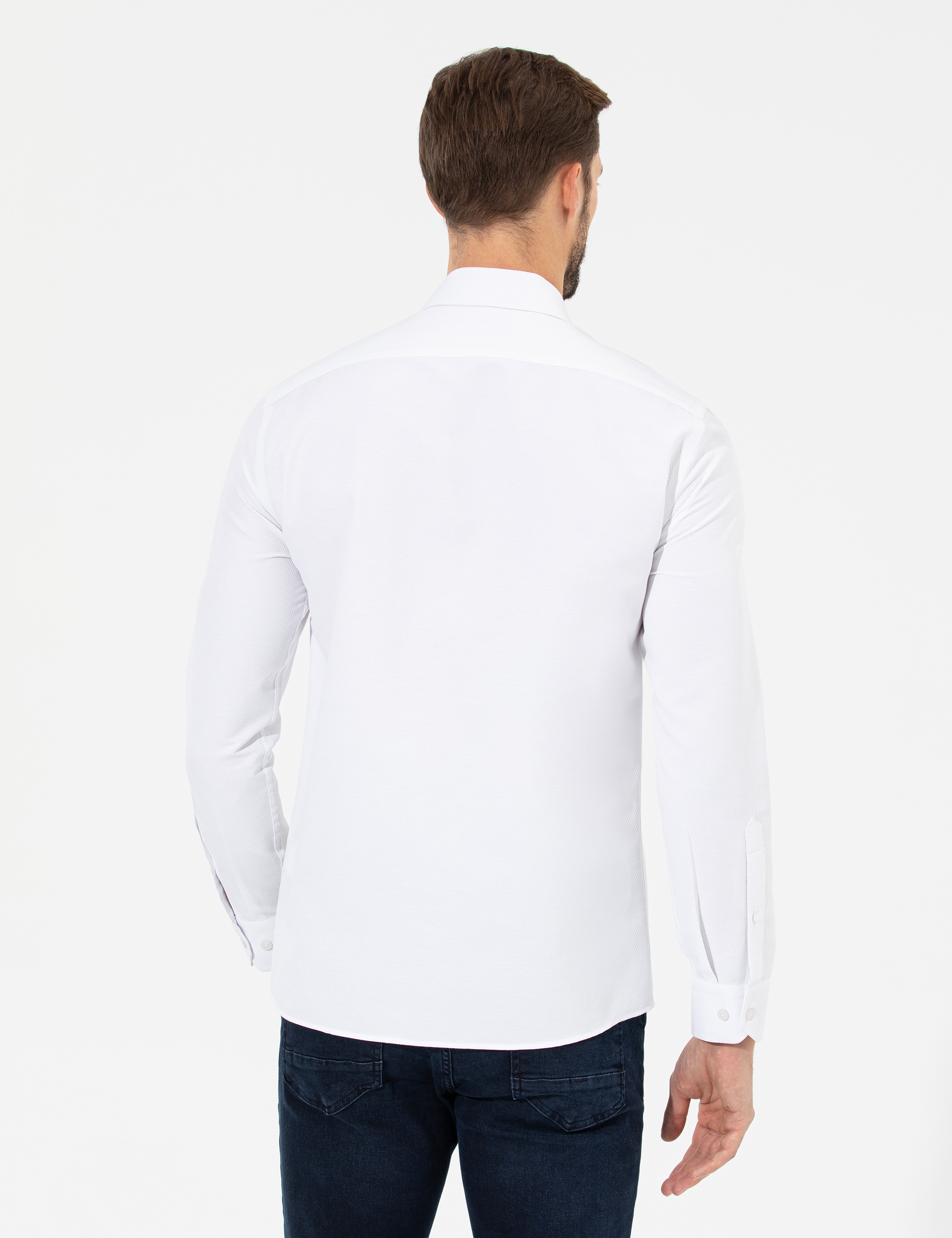 Beyaz Slim Fit Uzun Kollu Gömlek - Image 5