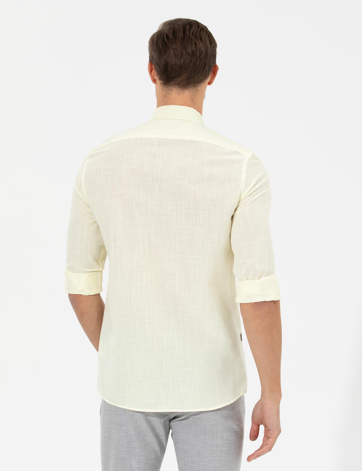 Sarı Slim Fit Uzun Kollu Gömlek - 50268183081