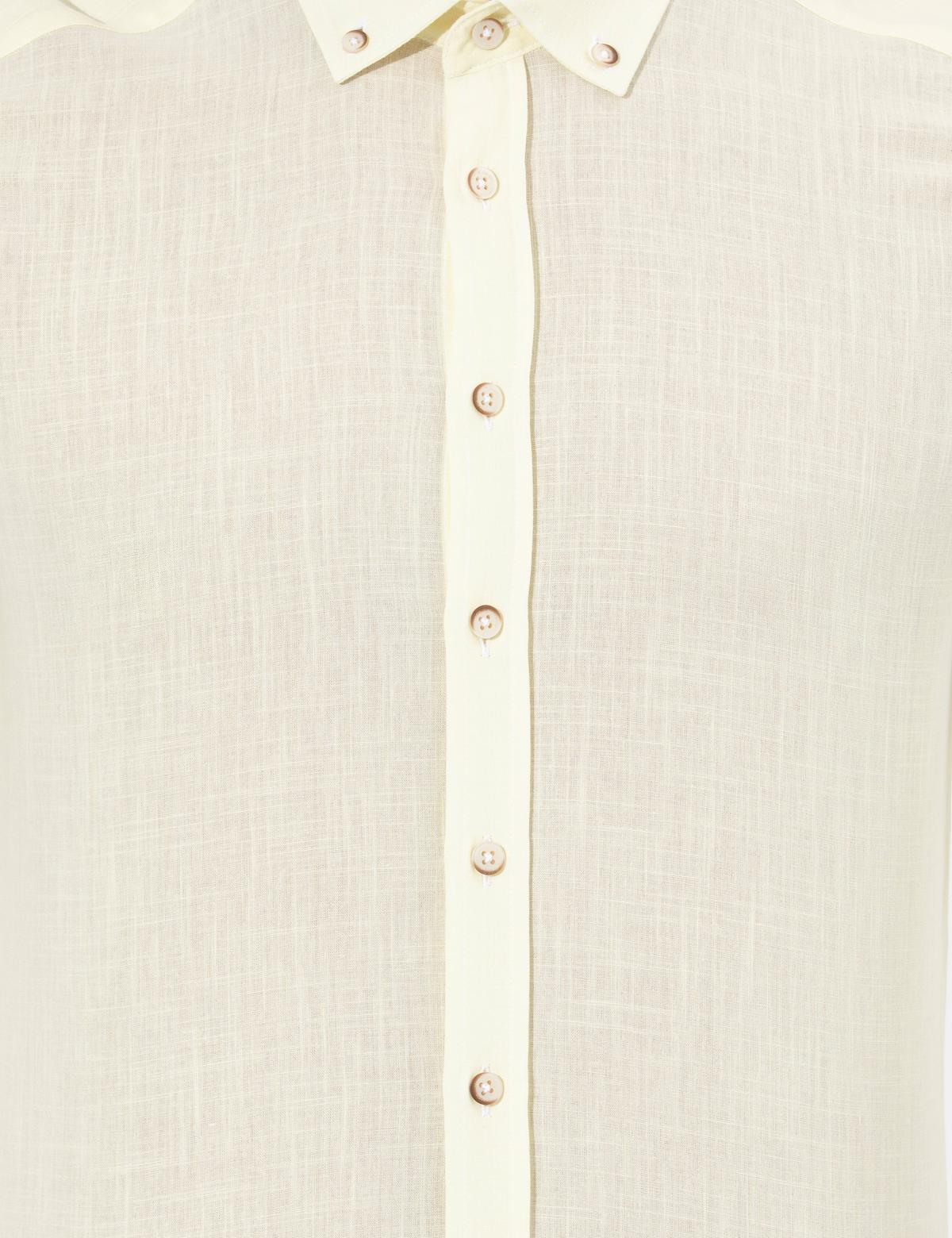 Sarı Slim Fit Uzun Kollu Gömlek - 50268183081