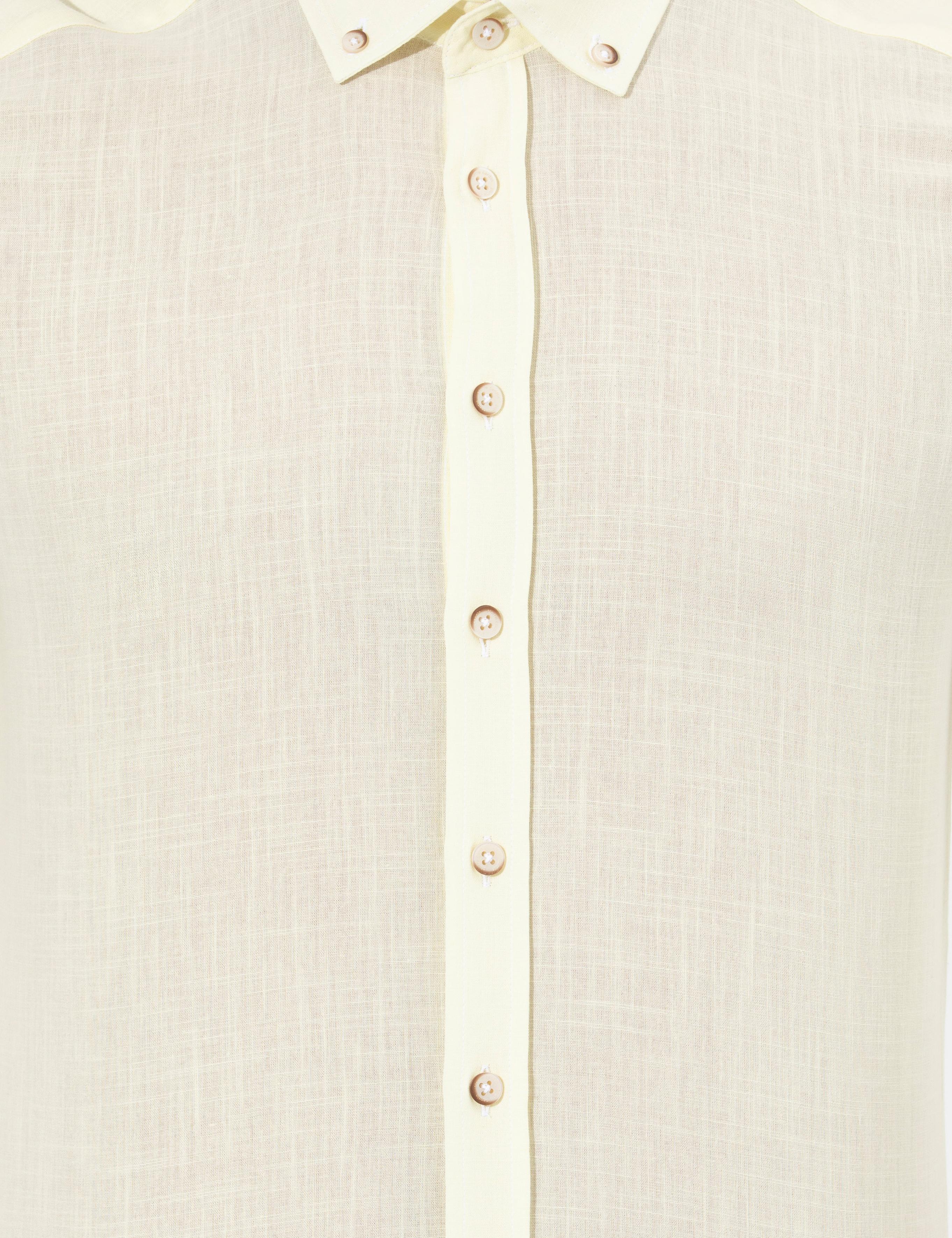 Sarı Slim Fit Uzun Kollu Gömlek