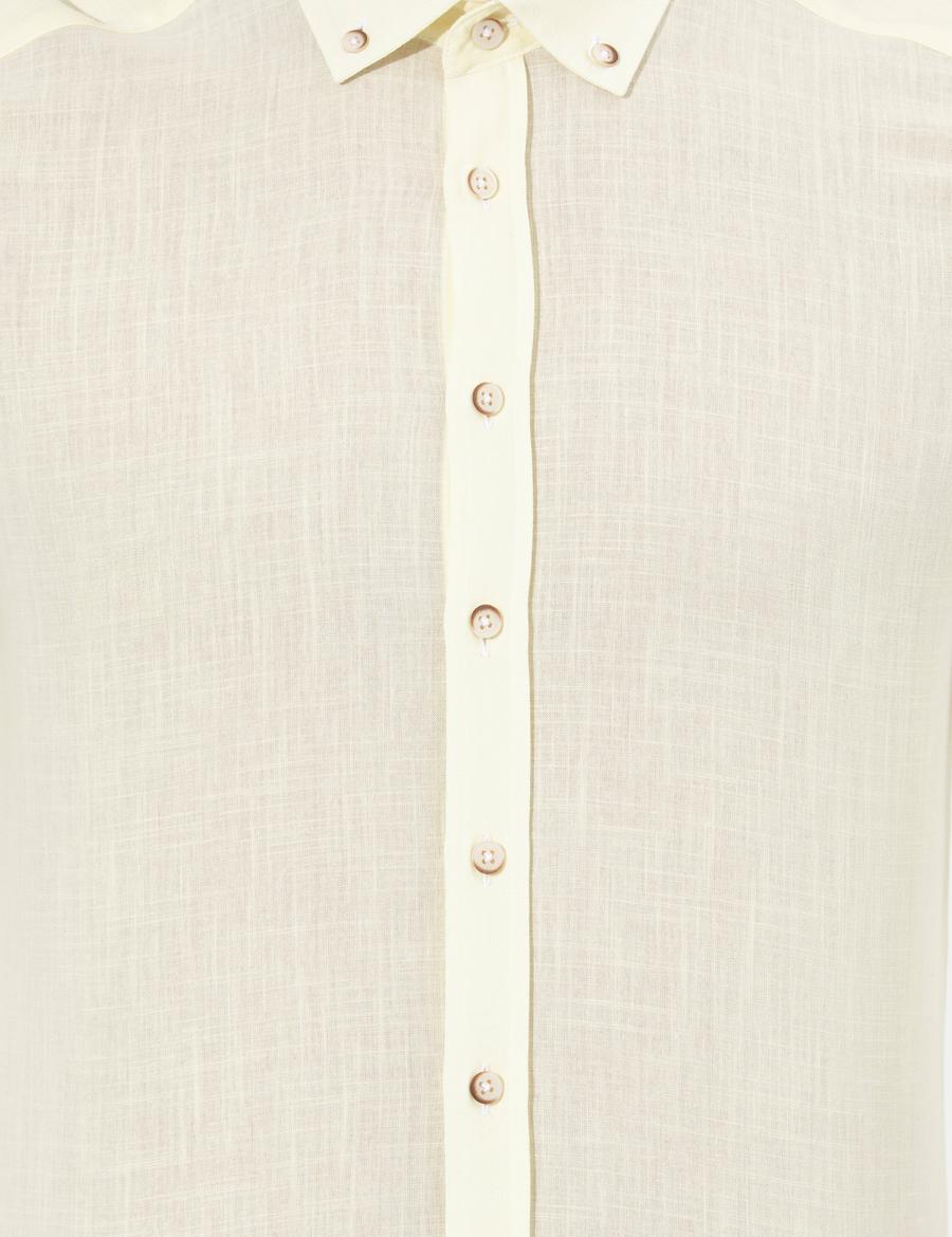 Sarı Slim Fit Uzun Kollu Gömlek