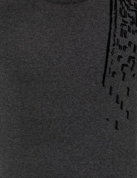 Gri Melanj Slim Fit Bisiklet Yaka Triko Kazak - 50258795023