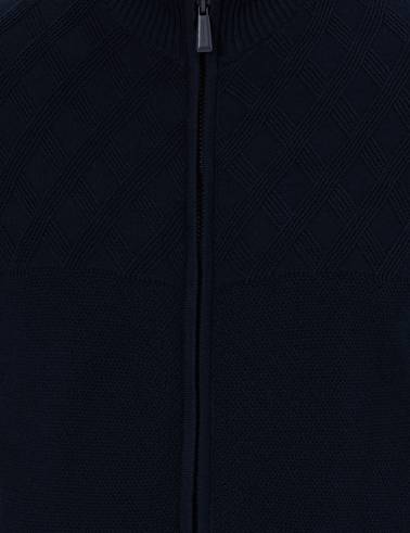 Lacivert Slim Fit Fermuarlı Triko Hırka