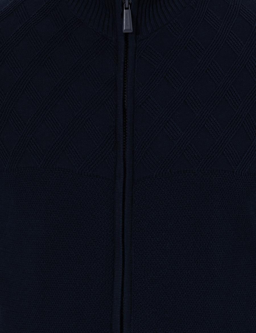 Lacivert Slim Fit Fermuarlı Triko Hırka