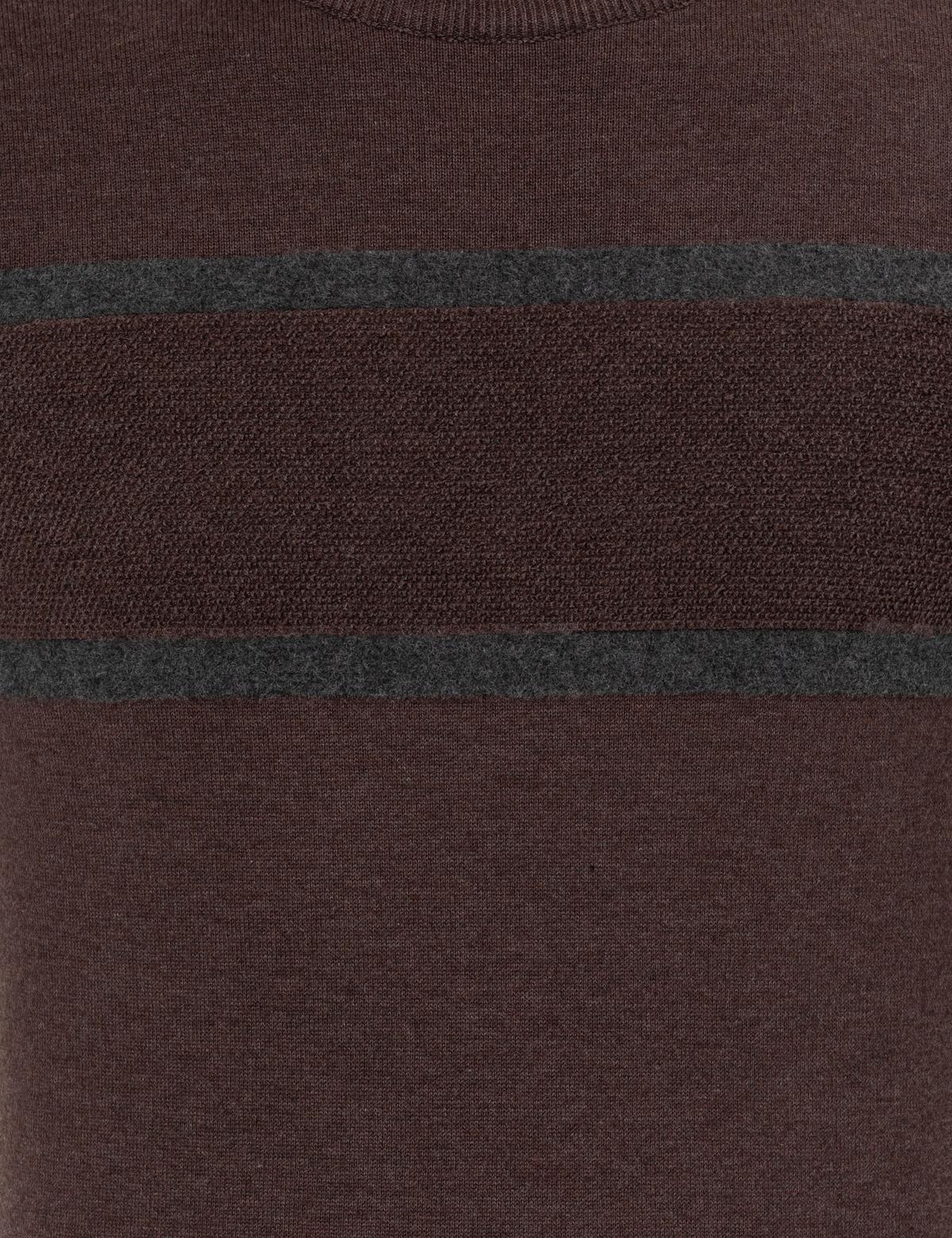 Açık Kahverengi Slim Fit Bisiklet Yaka Triko Kazak - 50258805068