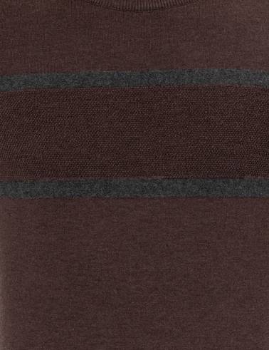 Açık Kahverengi Slim Fit Bisiklet Yaka Triko Kazak