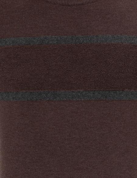 Açık Kahverengi Slim Fit Bisiklet Yaka Triko Kazak - 50258805068