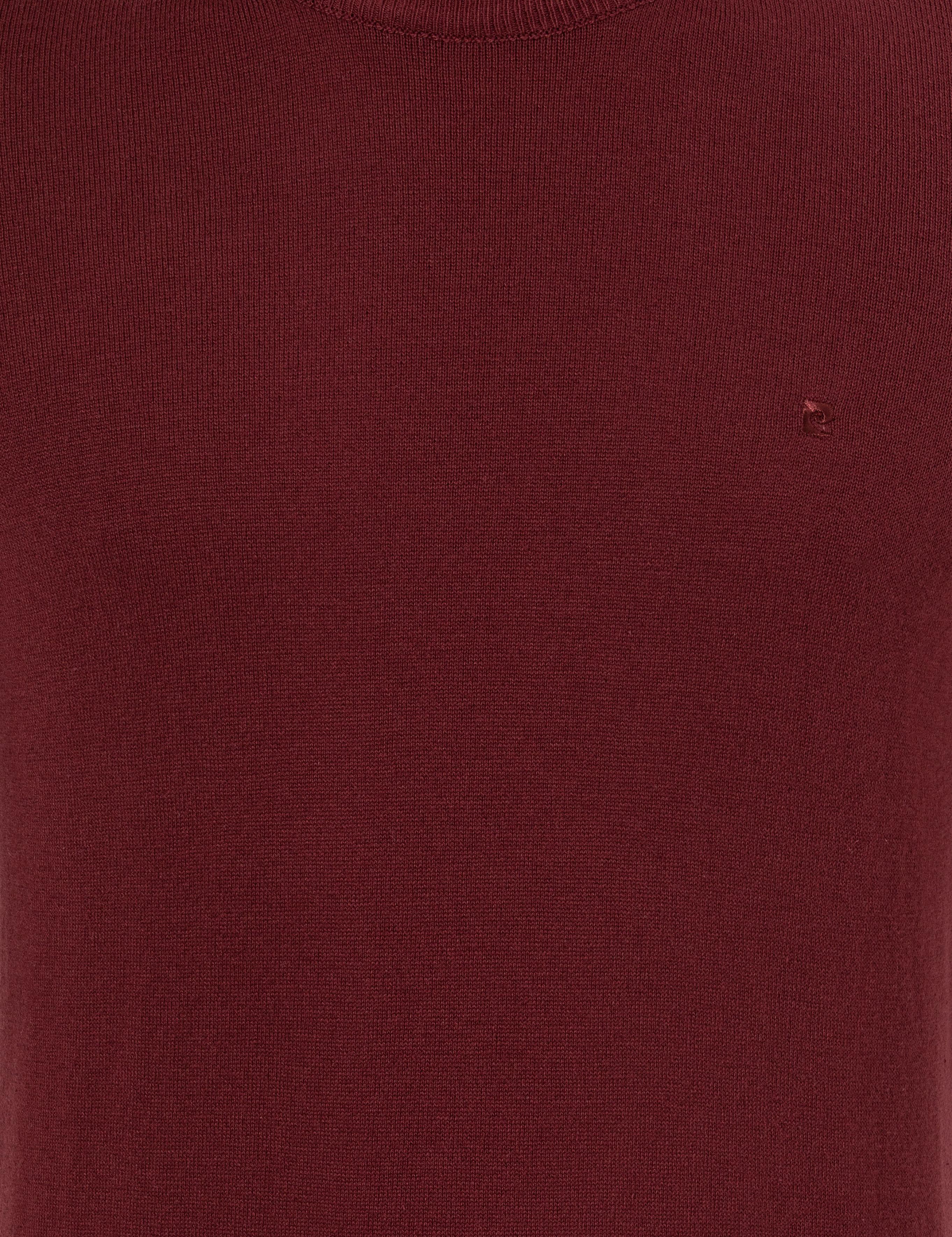 Bordo Slim Fit Bisiklet Yaka Basic Triko Kazak