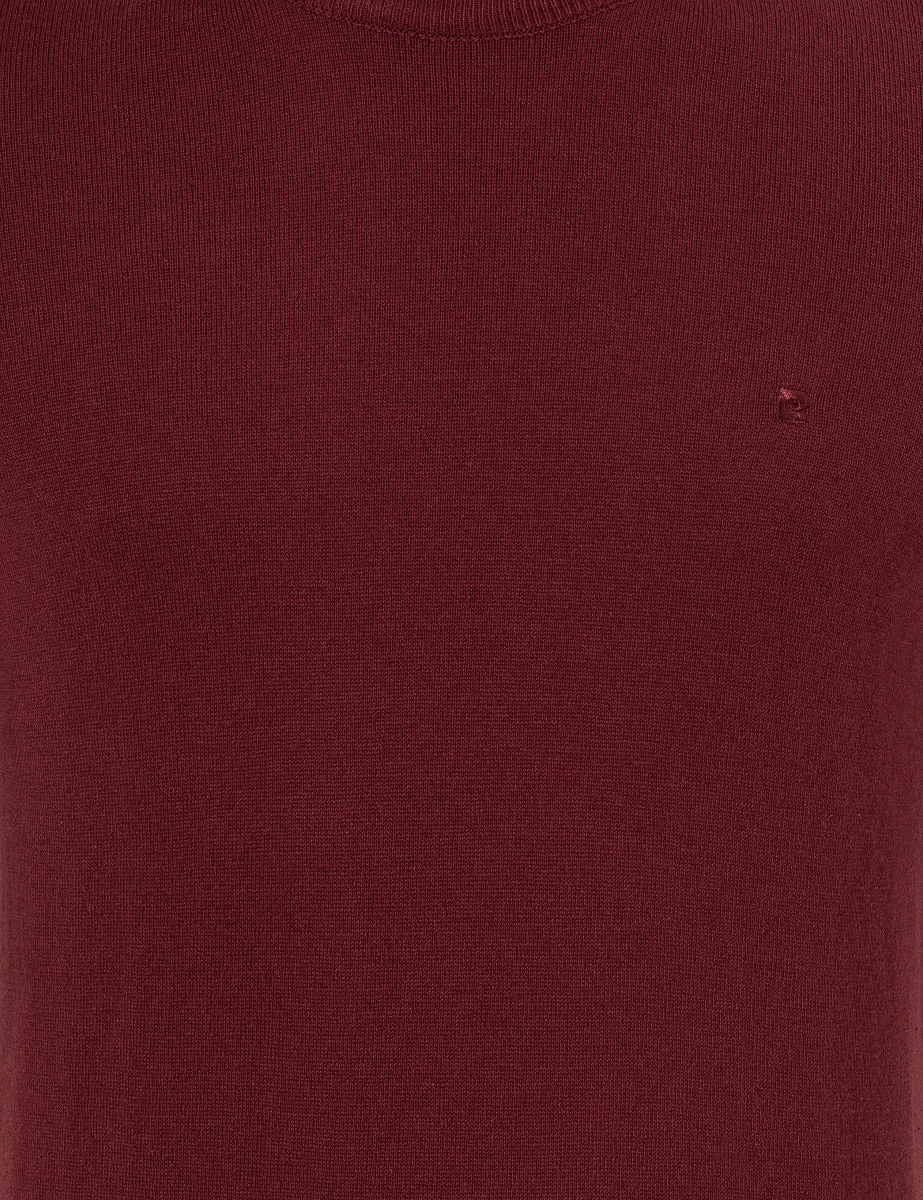 Bordo Slim Fit Bisiklet Yaka Basic Triko Kazak - Image 6