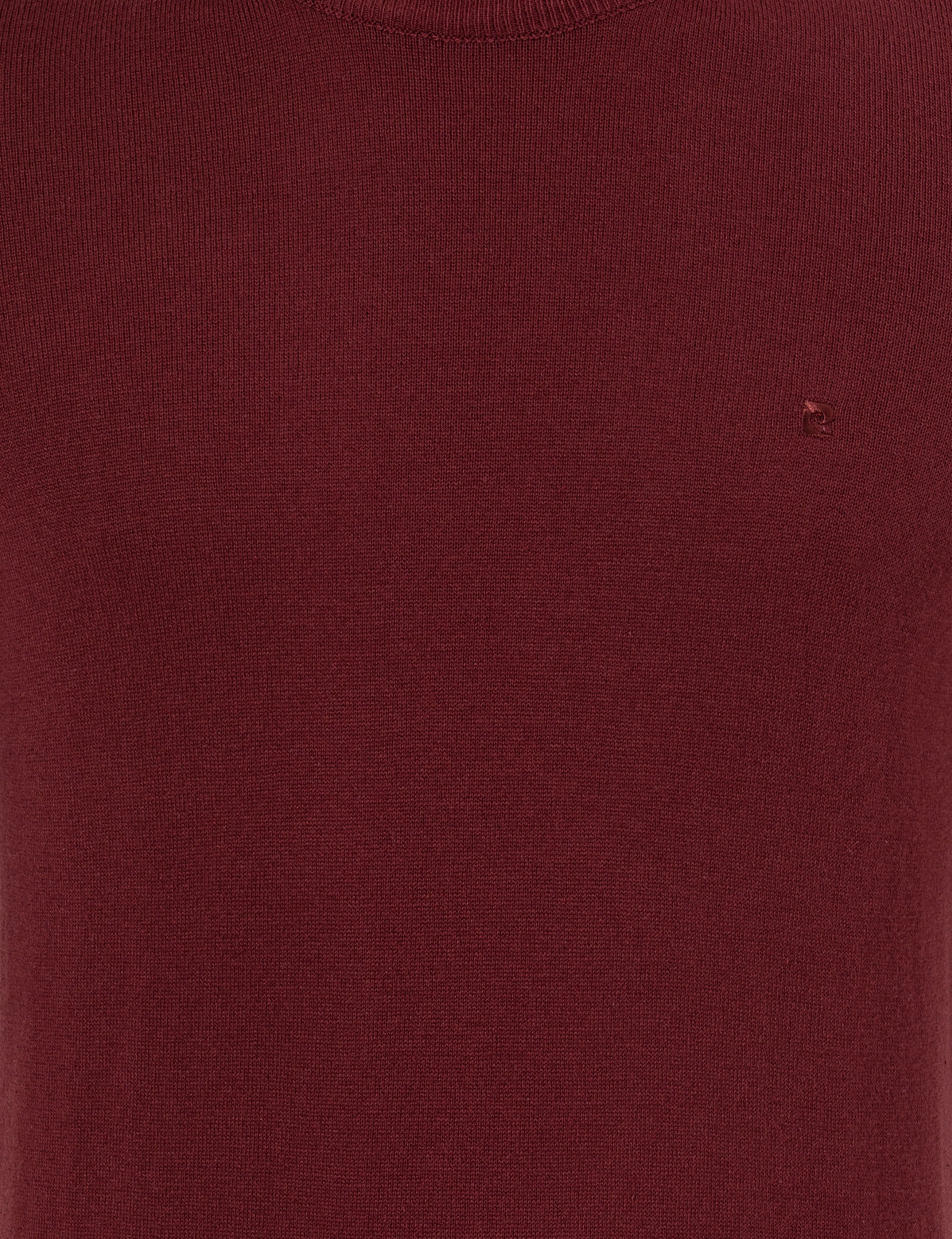 Bordo Slim Fit Bisiklet Yaka Basic Triko Kazak
