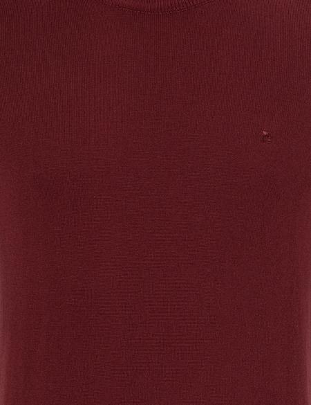 Bordo Slim Fit Bisiklet Yaka Basic Triko Kazak - 50258993038