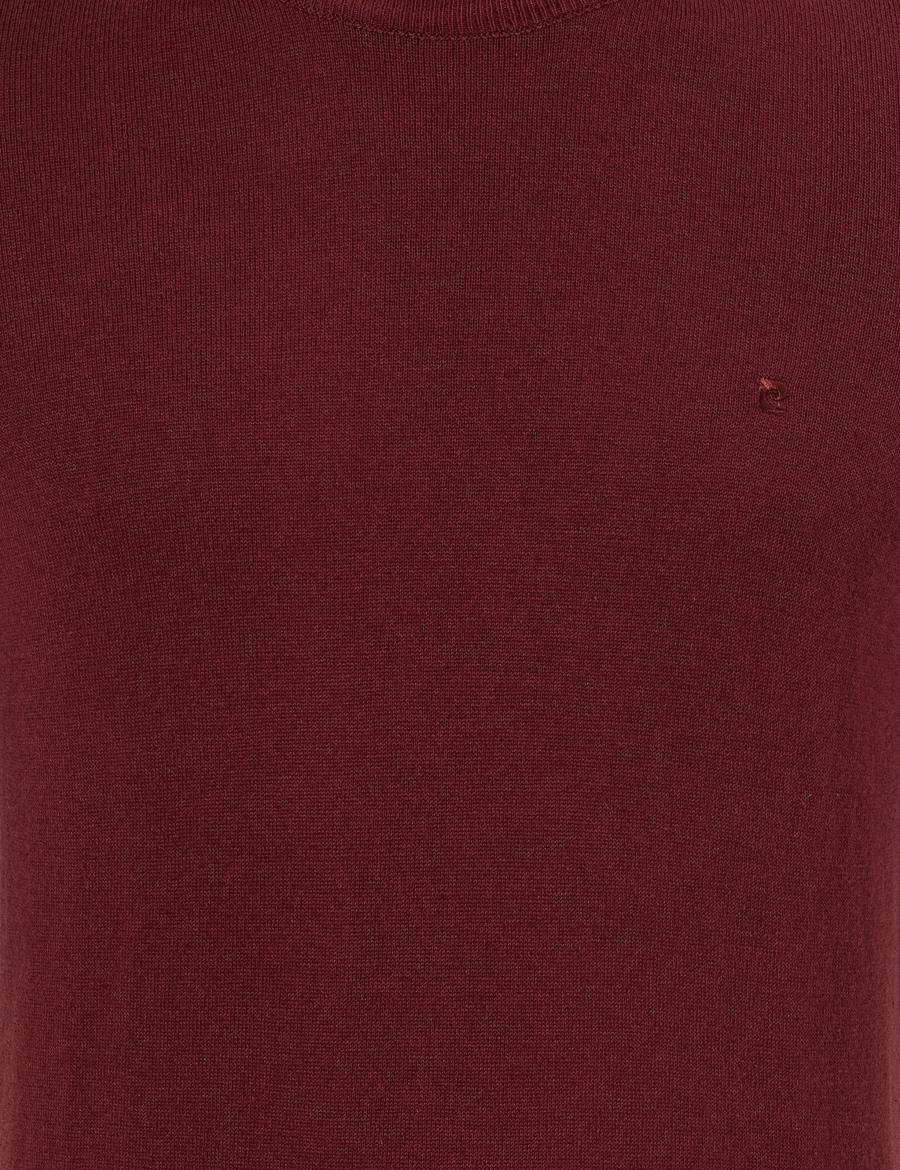 Bordo Slim Fit Bisiklet Yaka Basic Triko Kazak