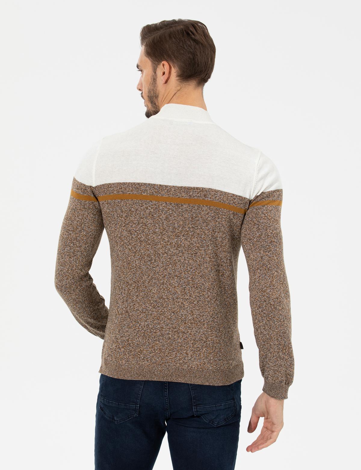 Kahverengi Slim Fit Balıkçı Yaka Triko Kazak - 50259104028